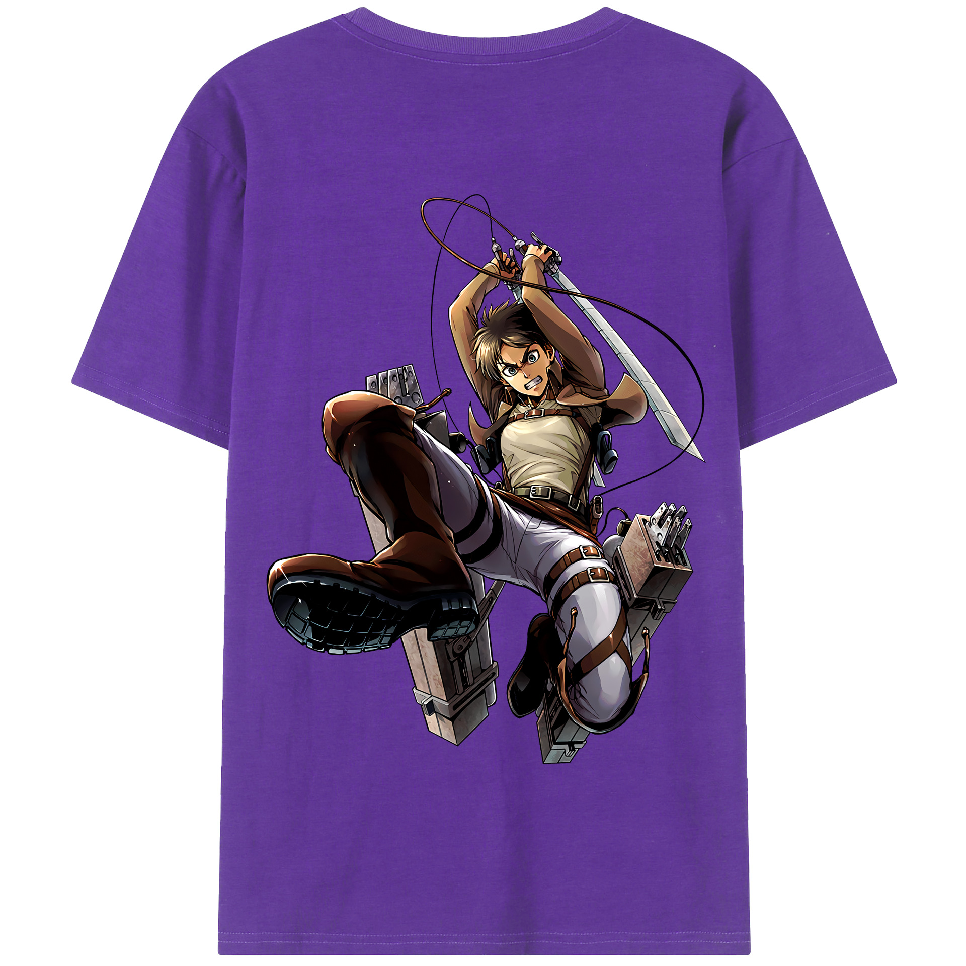 （画像用） 進撃の巨人 エレン･イェーガー Attack on Titan Eren Jäger 綿100％半袖Tシャツ（背面プリント）