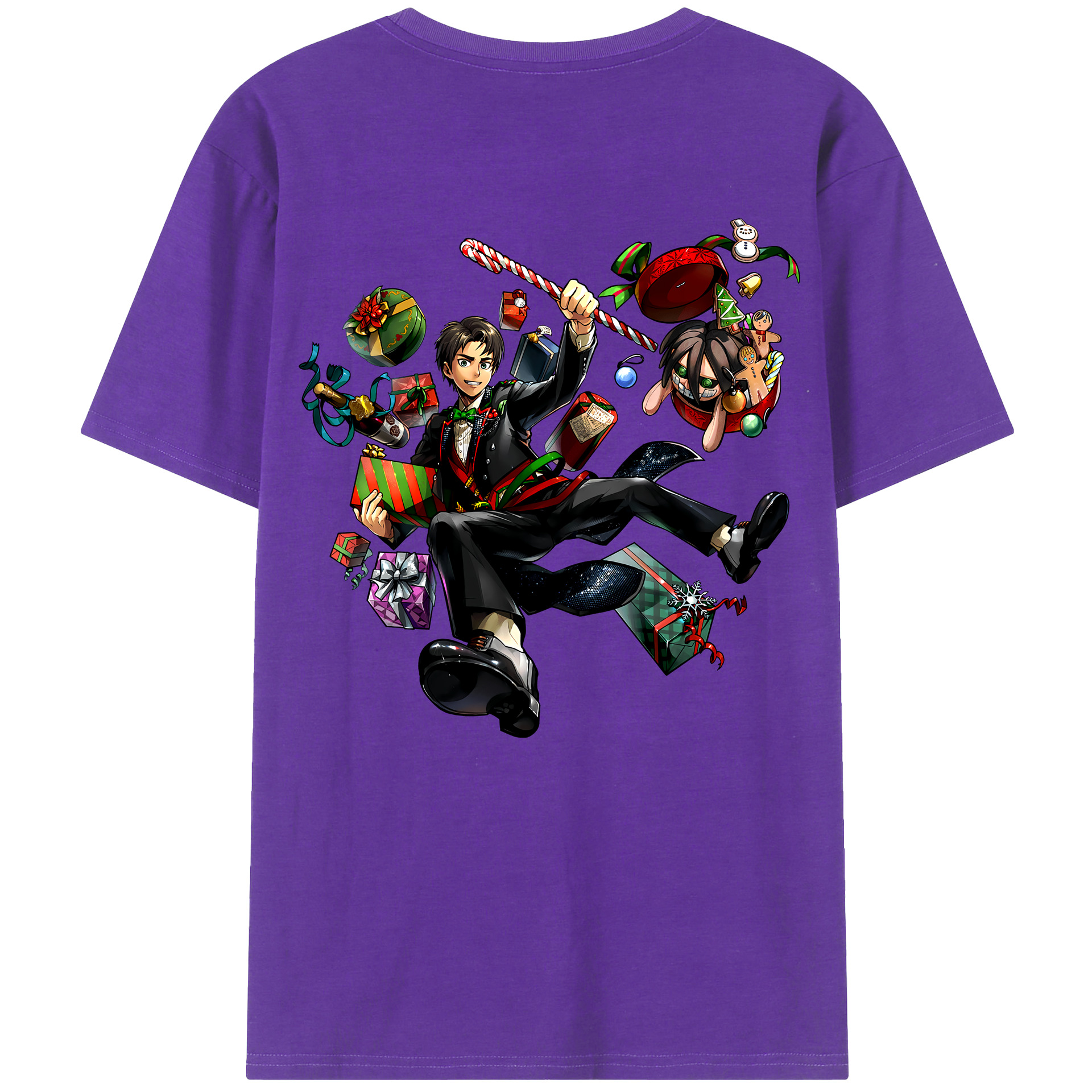 （画像用） 進撃の巨人 エレン･イェーガー Attack on Titan Eren Jäger 綿100％半袖Tシャツ（背面プリント）