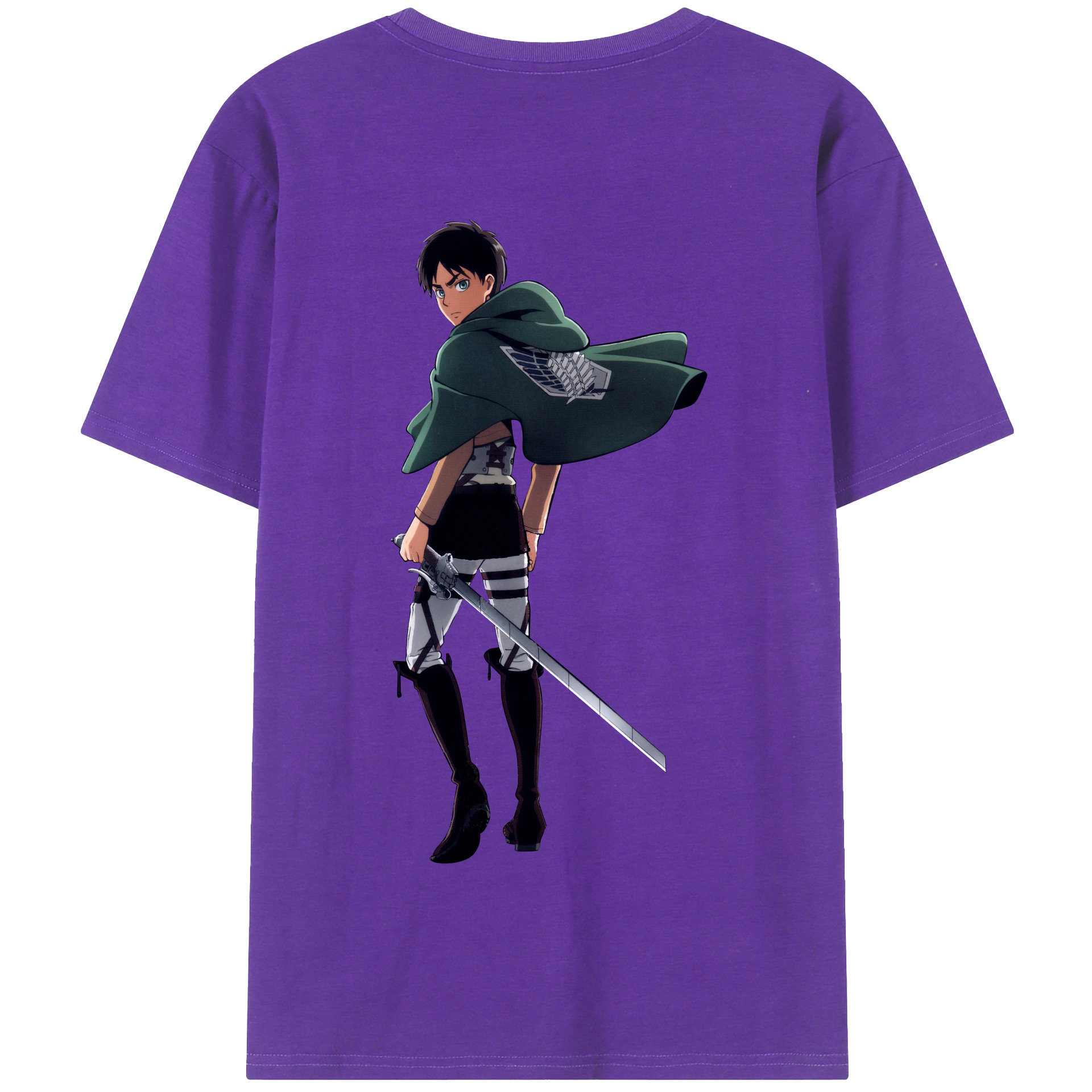 （画像用） 進撃の巨人 エレン･イェーガー Attack on Titan Eren Jäger 綿100％半袖Tシャツ（背面プリント）