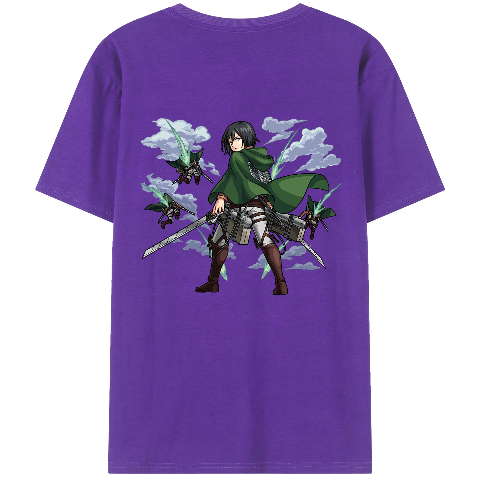 （画像用） 進撃の巨人 ミカサ·アッカーマン Attack on Titan Mikasa Ackerman 綿100％半袖Tシャツ（背面プリント）