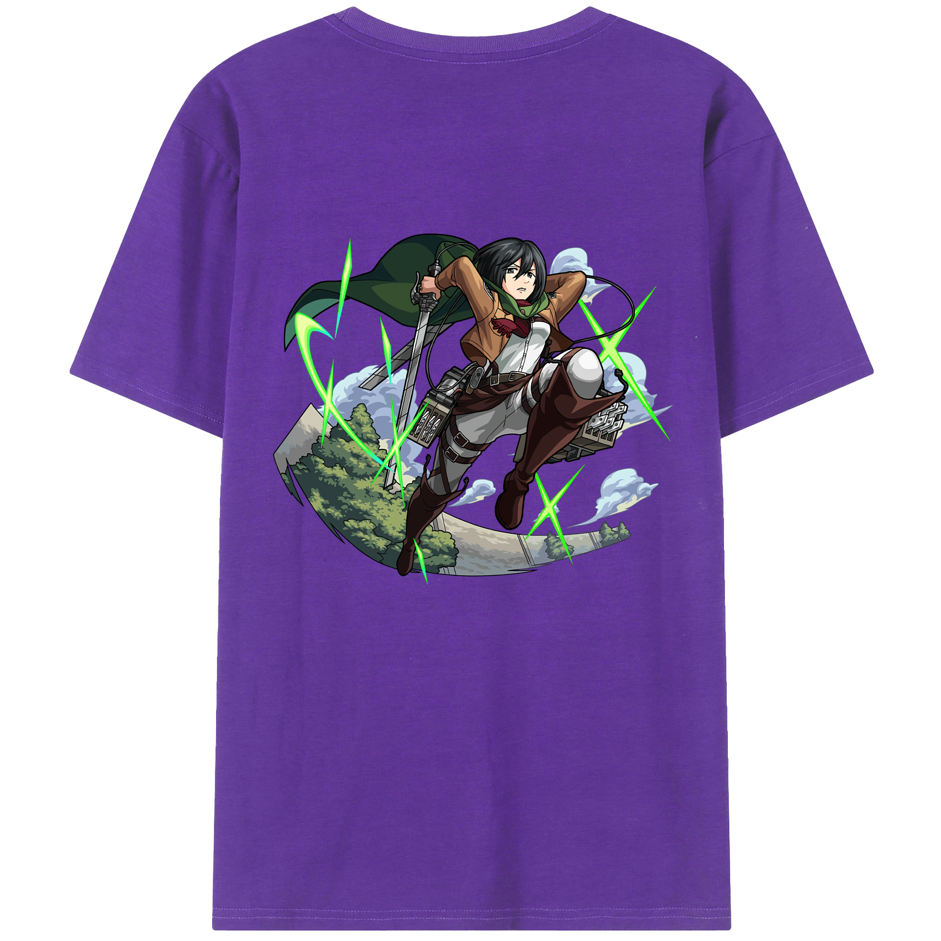 （画像用） 進撃の巨人 ミカサ·アッカーマン Attack on Titan Mikasa Ackerman 綿100％半袖Tシャツ（背面プリント）