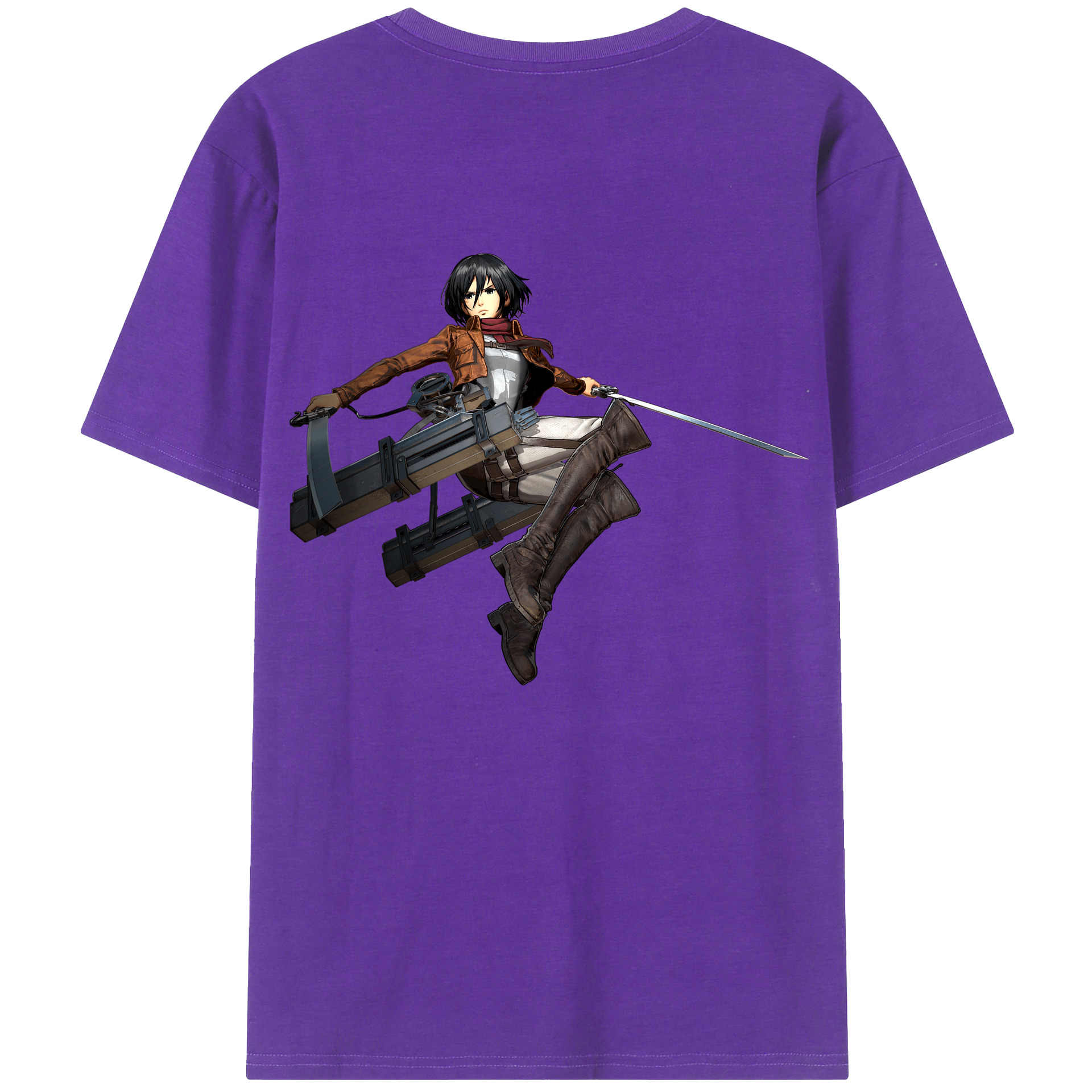 （画像用） 進撃の巨人 ミカサ·アッカーマン Attack on Titan Mikasa Ackerman 綿100％半袖Tシャツ（背面プリント）