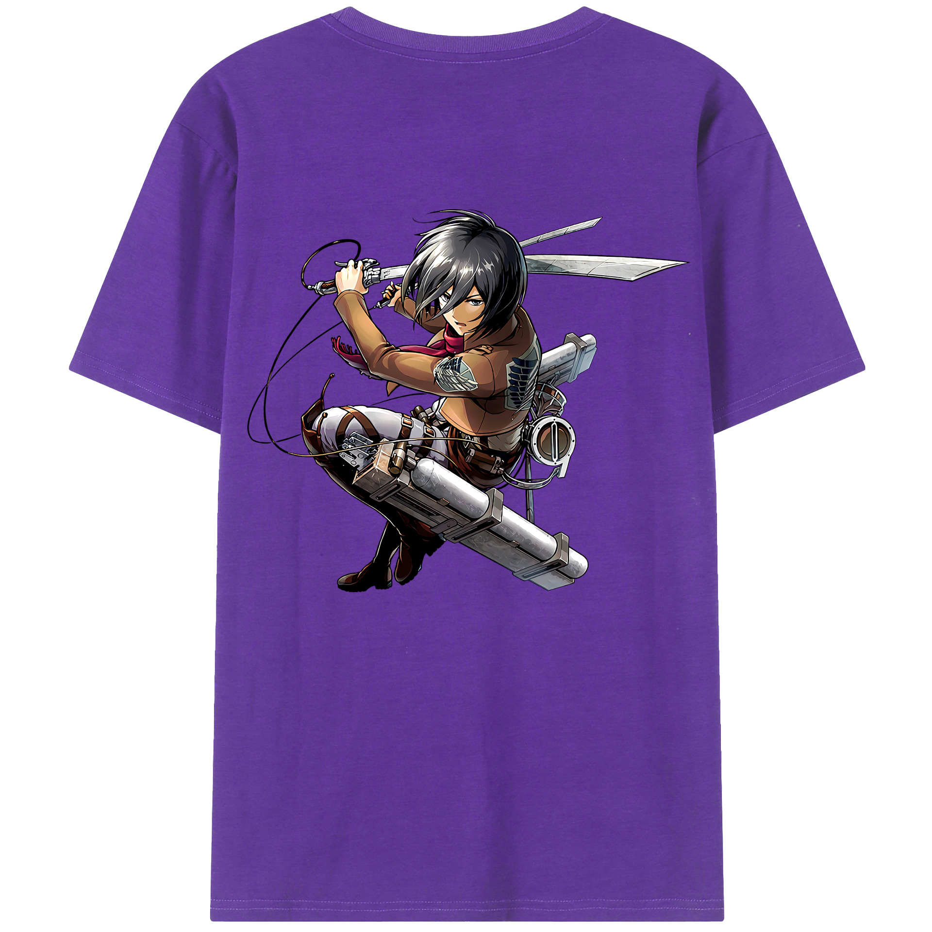 （画像用） 進撃の巨人 ミカサ·アッカーマン Attack on Titan Mikasa Ackerman 綿100％半袖Tシャツ（背面プリント）