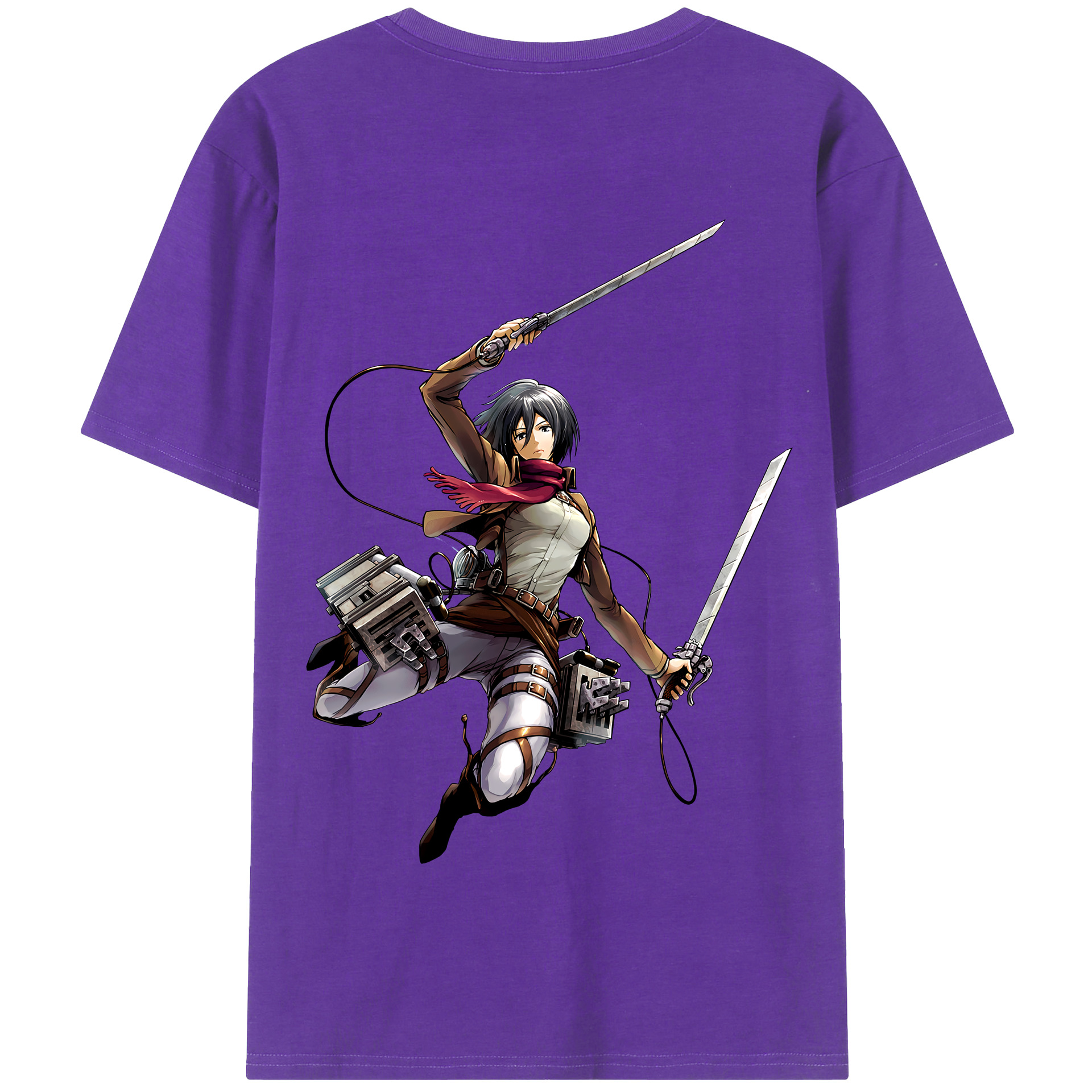 （画像用） 進撃の巨人 ミカサ·アッカーマン Attack on Titan Mikasa Ackerman 綿100％半袖Tシャツ（背面プリント）