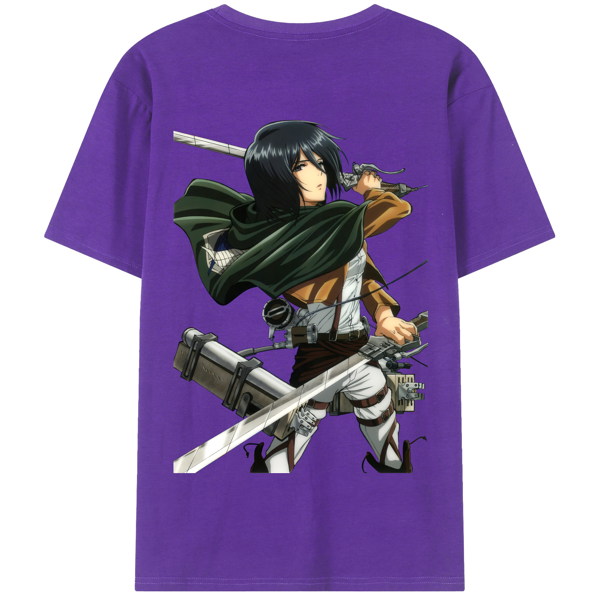 （画像用） 進撃の巨人 ミカサ·アッカーマン Attack on Titan Mikasa Ackerman 綿100％半袖Tシャツ（背面プリント）