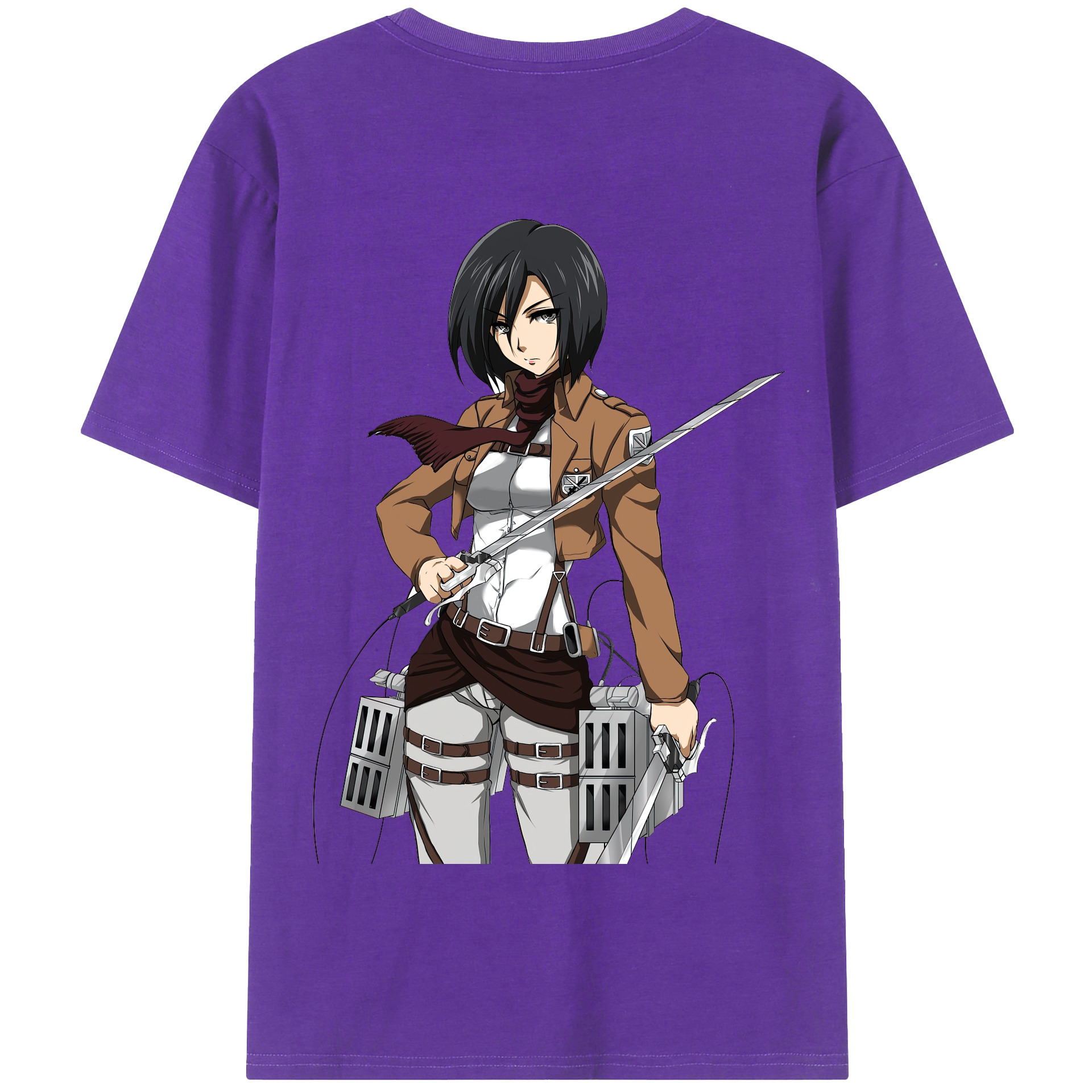 （画像用） 進撃の巨人 ミカサ·アッカーマン Attack on Titan Mikasa Ackerman 綿100％半袖Tシャツ（背面プリント）