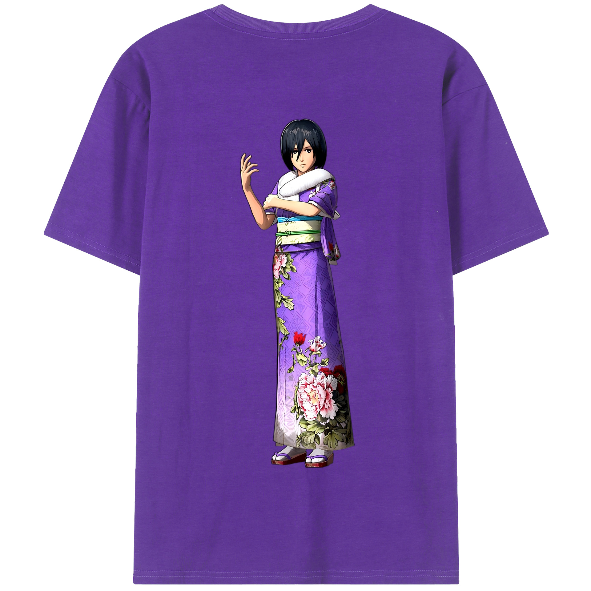 （画像用） 進撃の巨人 ミカサ·アッカーマン Attack on Titan Mikasa Ackerman 綿100％半袖Tシャツ（背面プリント）