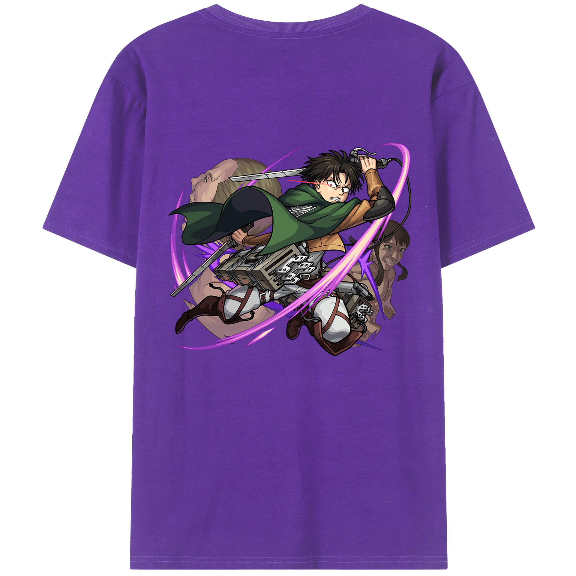 （画像用） 進撃の巨人 リヴァイ·アッカーマン Attack on Titan Levi Ackerman 綿100％半袖Tシャツ（背面プリント）