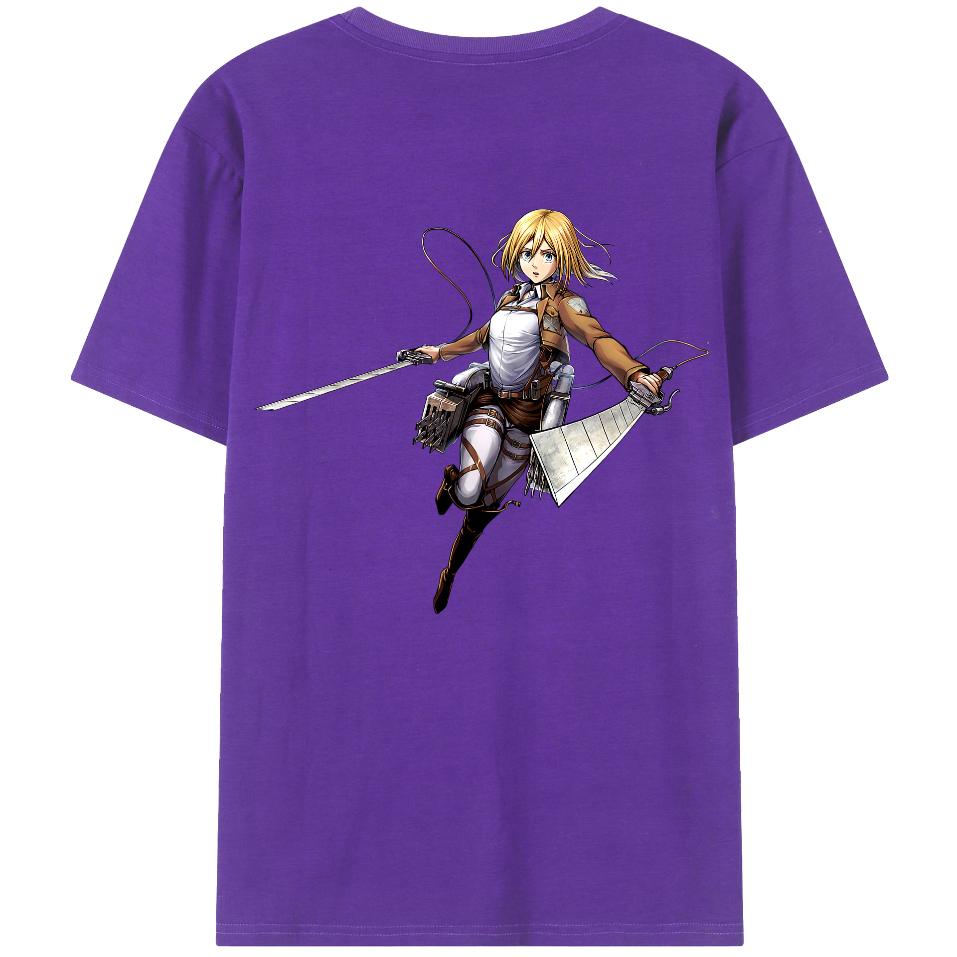（画像用） 進撃の巨人 クリスタ·レンズ Attack on Titan Christa Lenz 綿100％半袖Tシャツ（背面プリント）