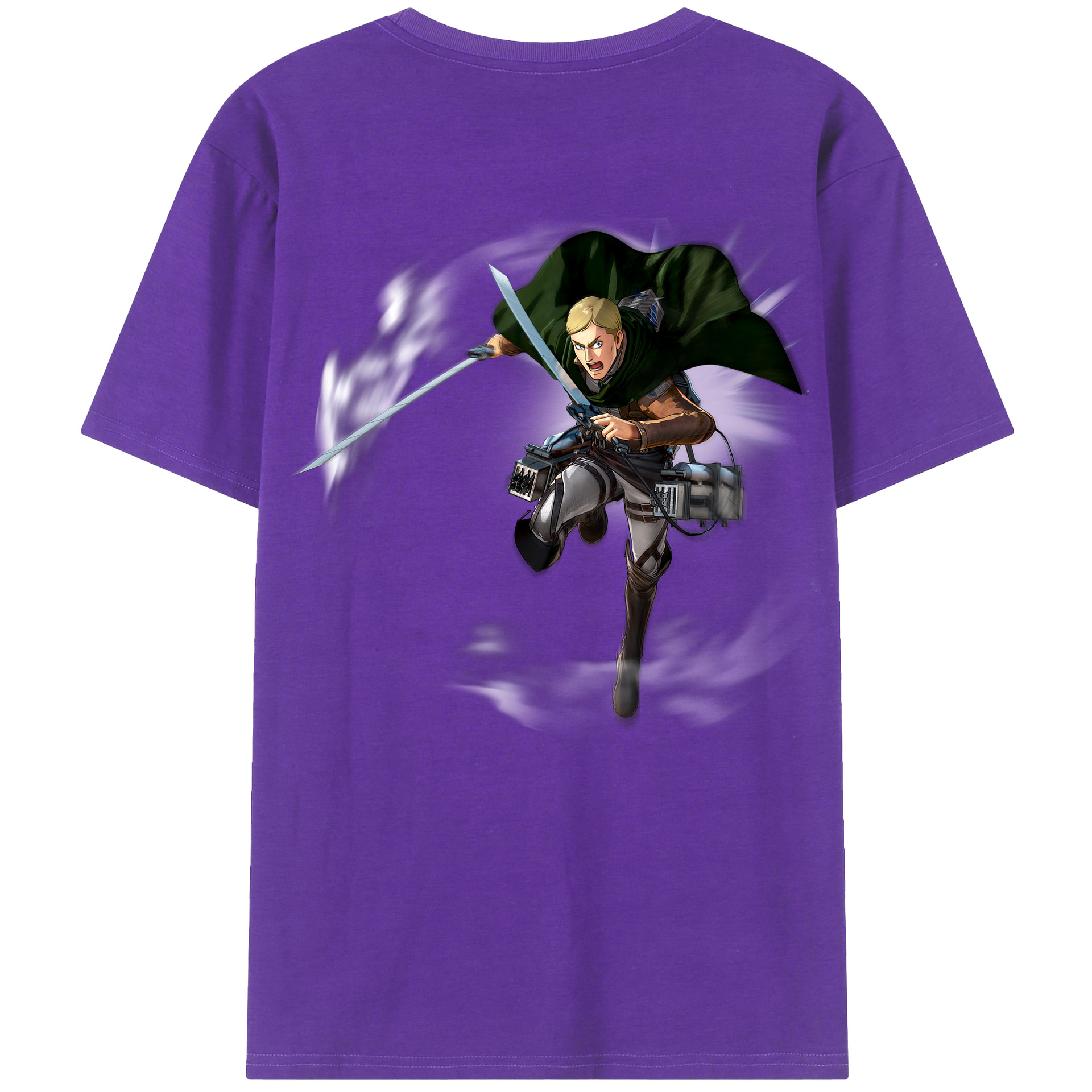 （画像用） 進撃の巨人 エルヴィン・スミス Attack on Titan Erwin Smith 綿100％半袖Tシャツ（背面プリント）