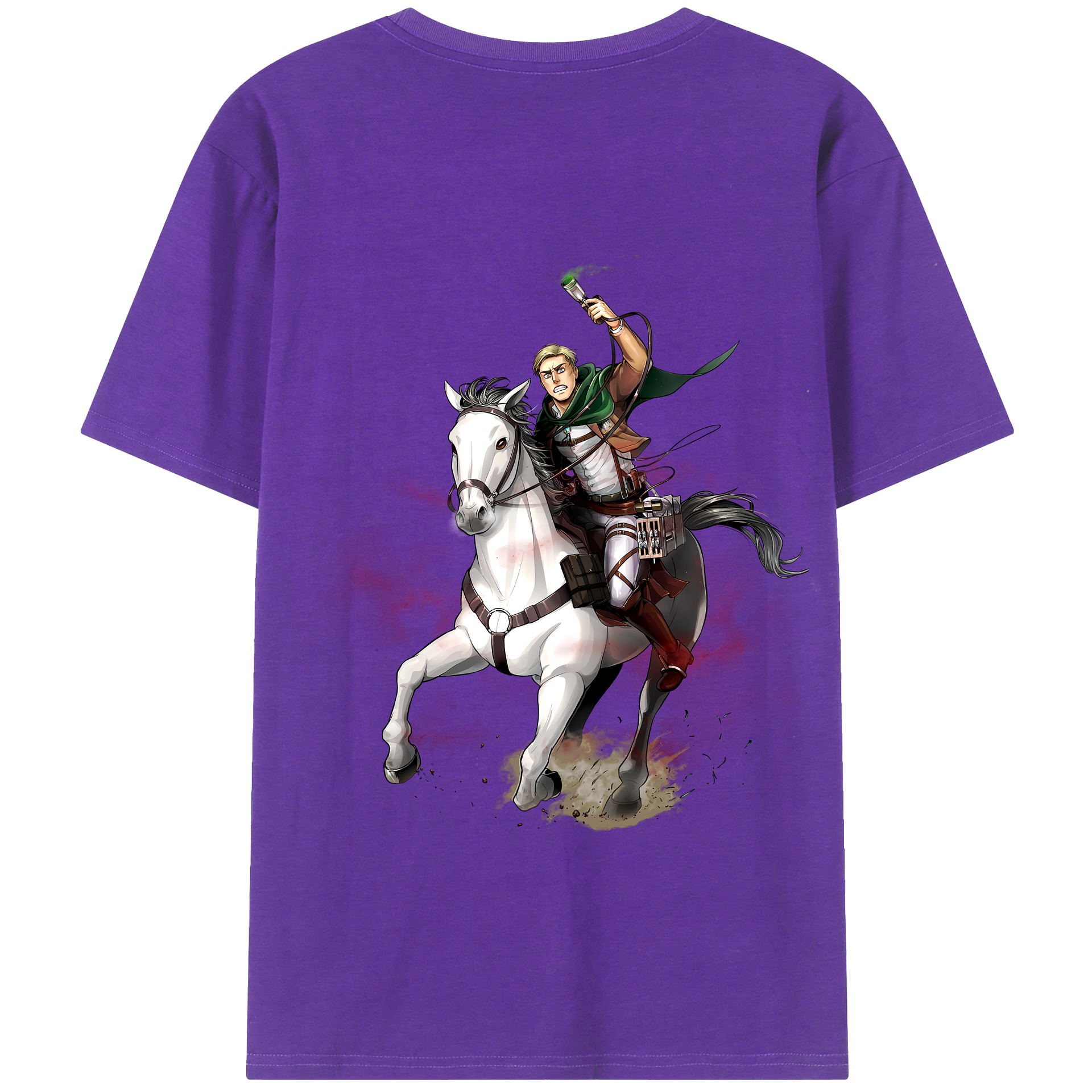（画像用） 進撃の巨人 エルヴィン・スミス Attack on Titan Erwin Smith 綿100％半袖Tシャツ（背面プリント）
