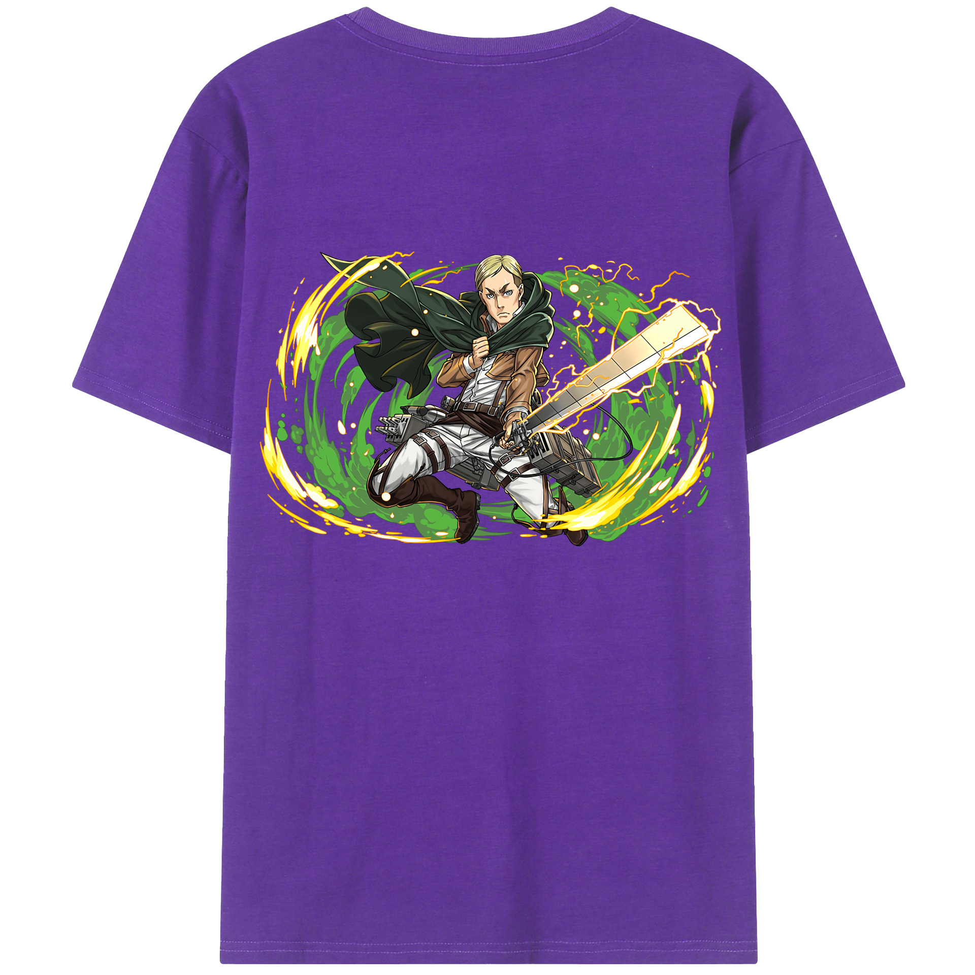 （画像用） 進撃の巨人 エルヴィン・スミス Attack on Titan Erwin Smith 綿100％半袖Tシャツ（背面プリント）