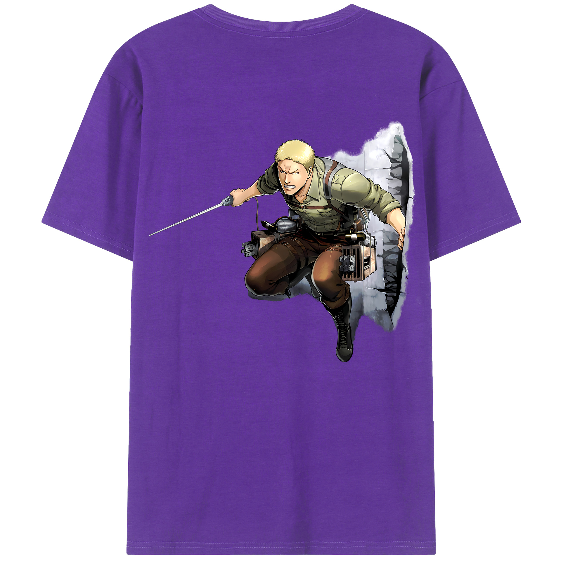 （画像用） 進撃の巨人 ライナー・ブラウン Attack on Titan Reiner Braun 綿100％半袖Tシャツ（背面プリント）