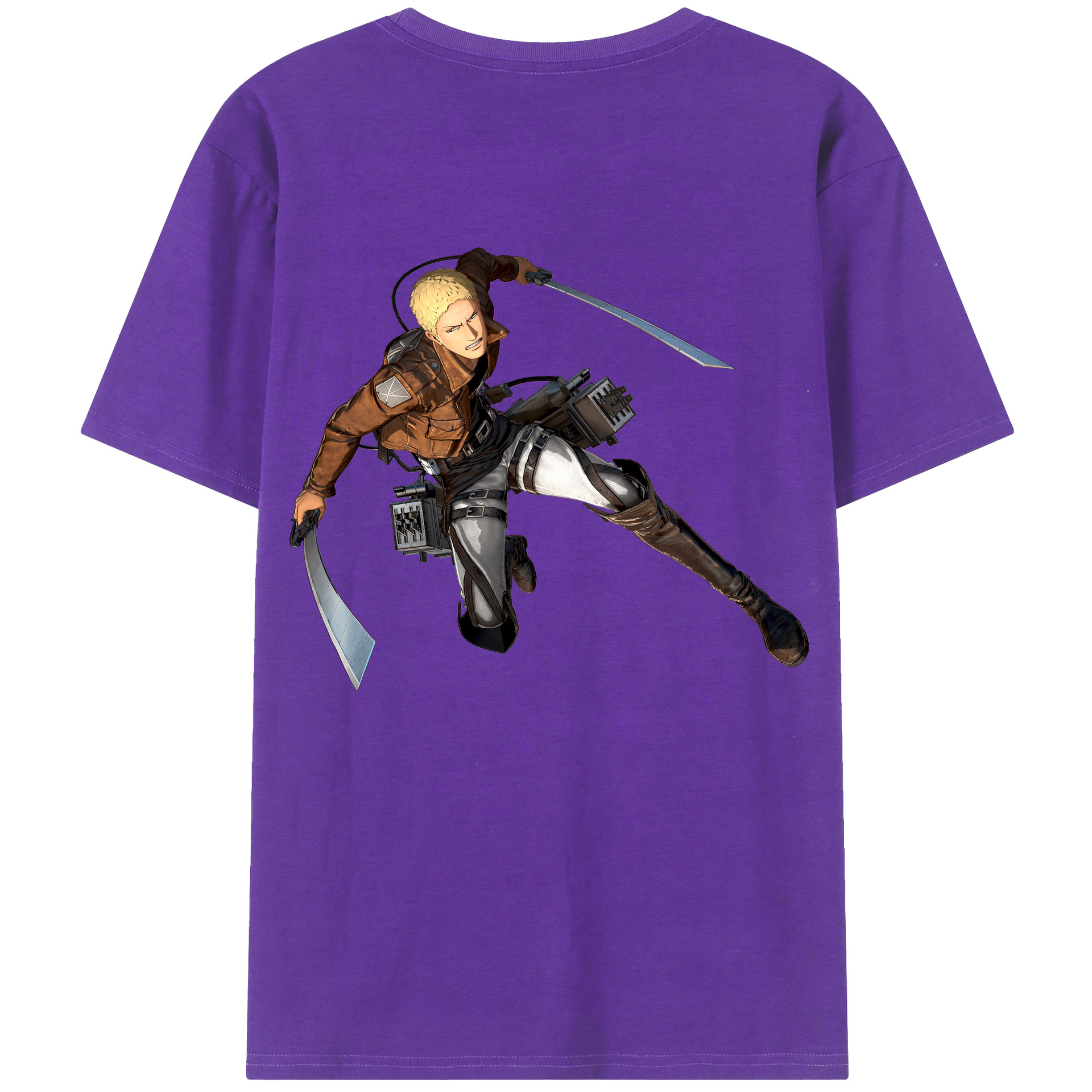 （画像用） 進撃の巨人 ライナー・ブラウン Attack on Titan Reiner Braun 綿100％半袖Tシャツ（背面プリント）
