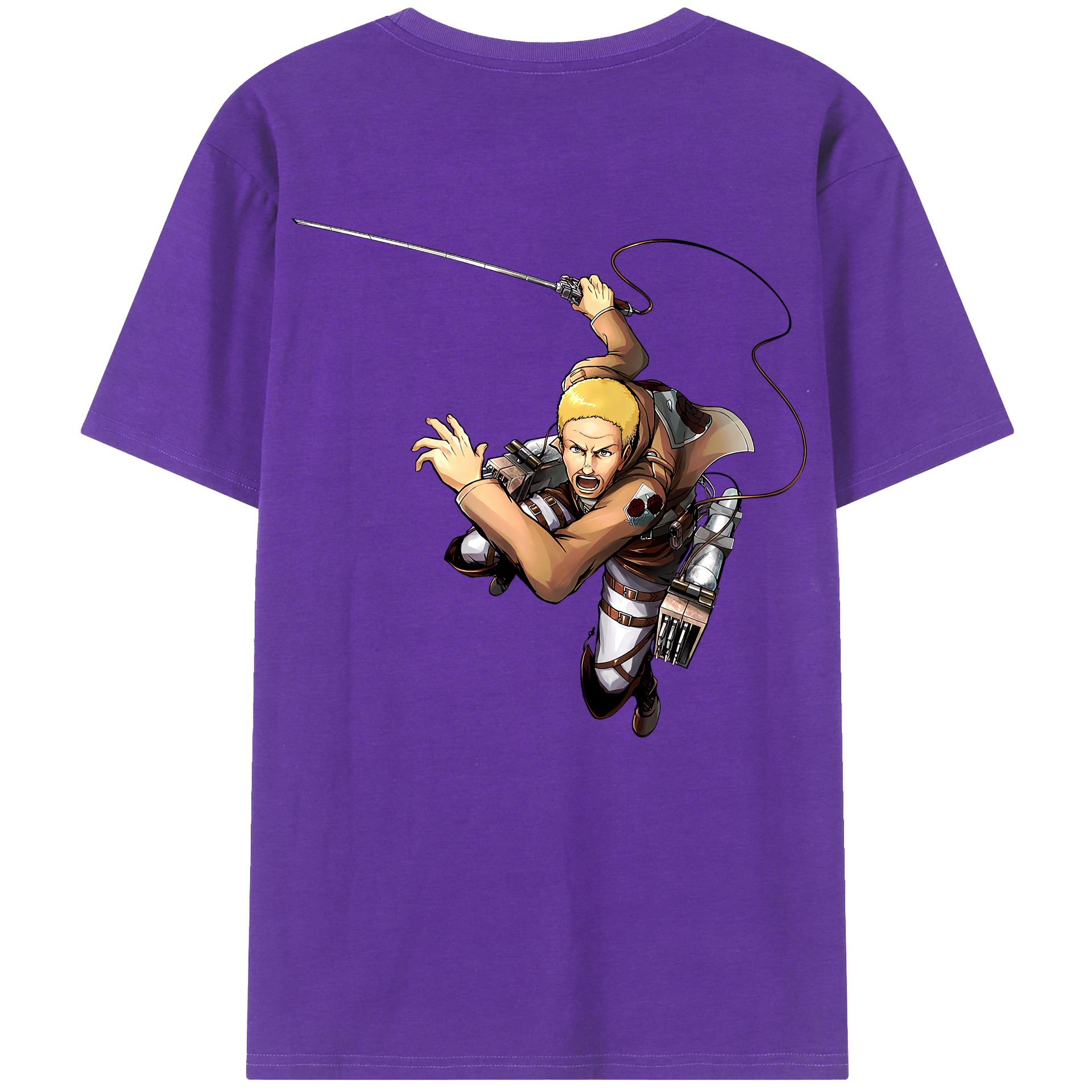 （画像用） 進撃の巨人 ハンネス Attack on Titan Hannes 綿100％半袖Tシャツ（背面プリント）