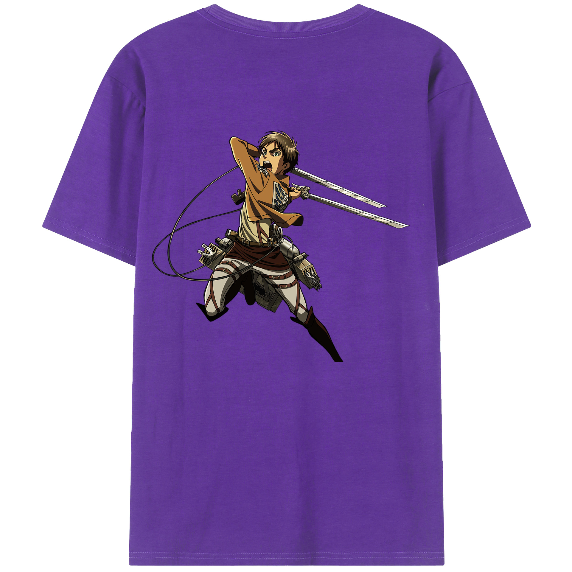 （画像用） 進撃の巨人 エレン･イェーガー Attack on Titan Eren Jäger 綿100％半袖Tシャツ（背面プリント）