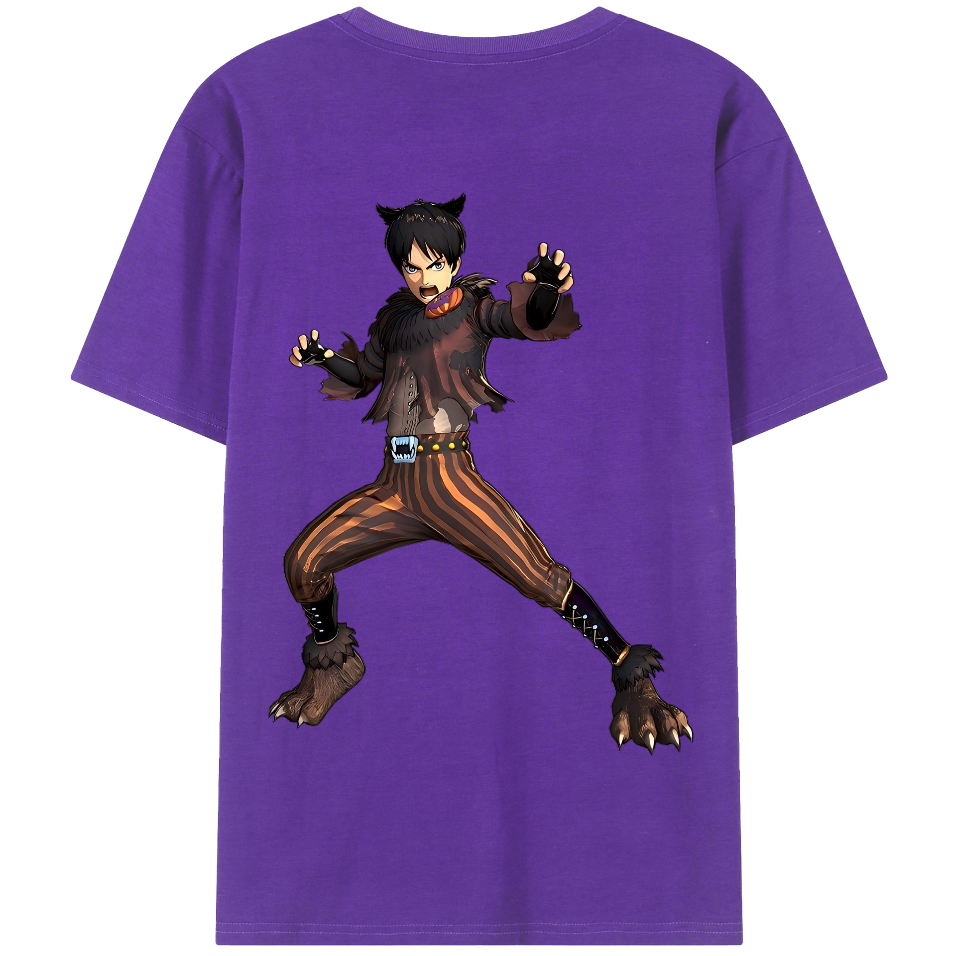 （画像用） 進撃の巨人 エレン･イェーガー Attack on Titan Eren Jäger 綿100％半袖Tシャツ（背面プリント）