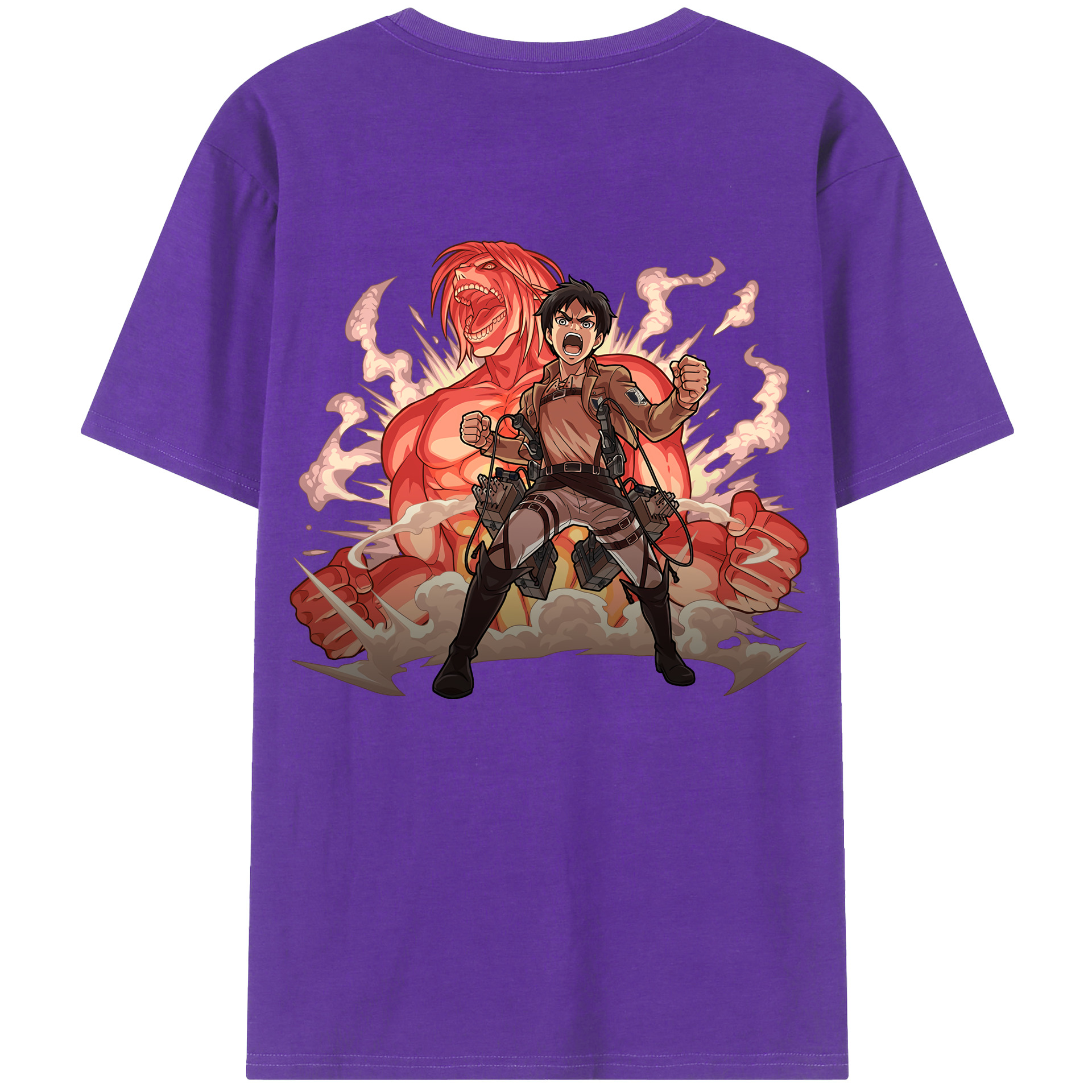 （画像用） 進撃の巨人 エレン･イェーガー Attack on Titan Eren Jäger 綿100％半袖Tシャツ（背面プリント）