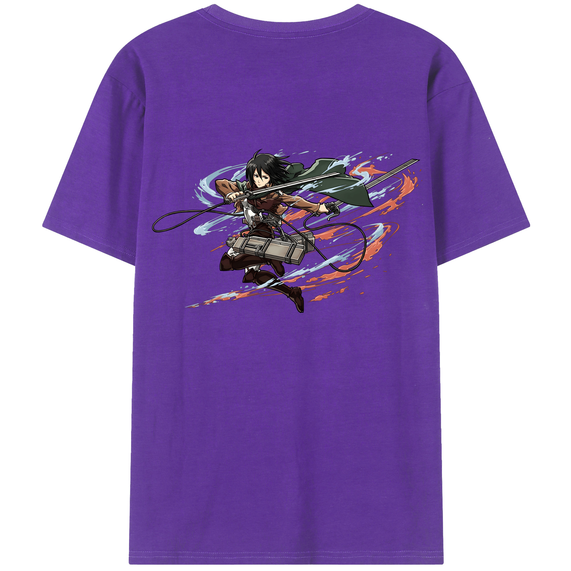 （画像用） 進撃の巨人 ミカサ·アッカーマン Attack on Titan Mikasa Ackerman 綿100％半袖Tシャツ（背面プリント）