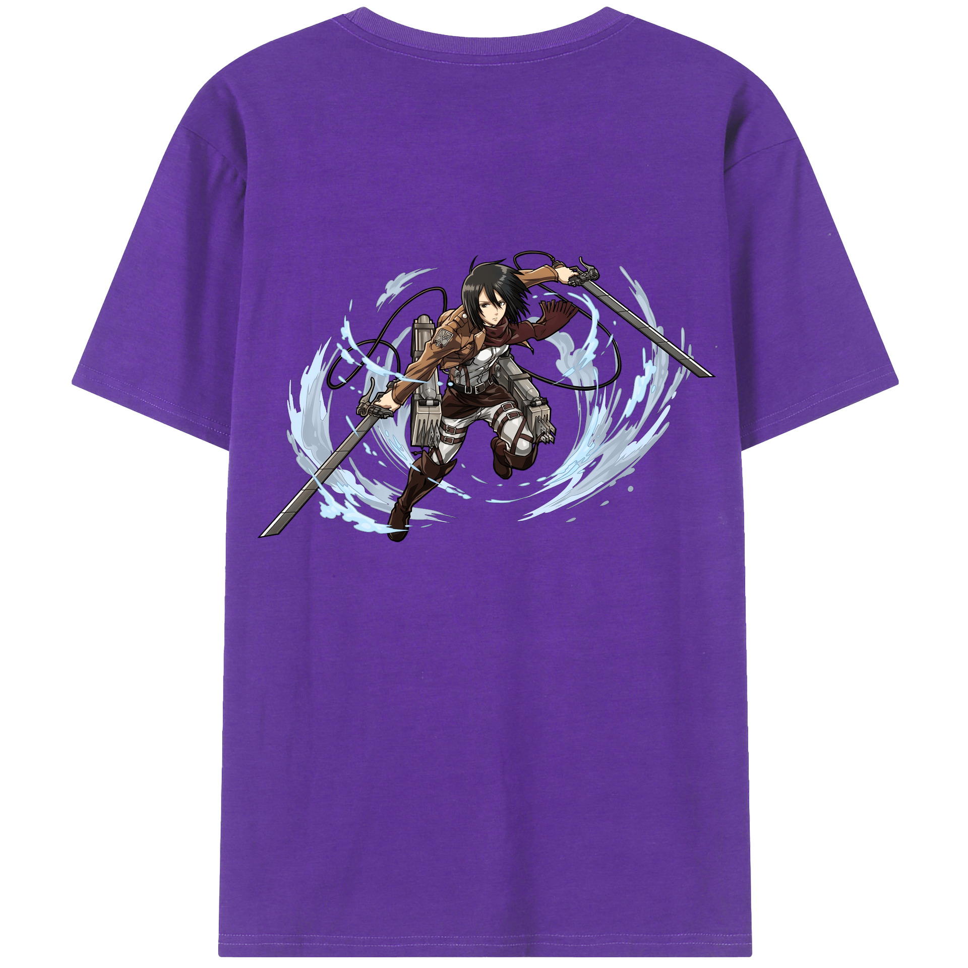 （画像用） 進撃の巨人 ミカサ·アッカーマン Attack on Titan Mikasa Ackerman 綿100％半袖Tシャツ（背面プリント）