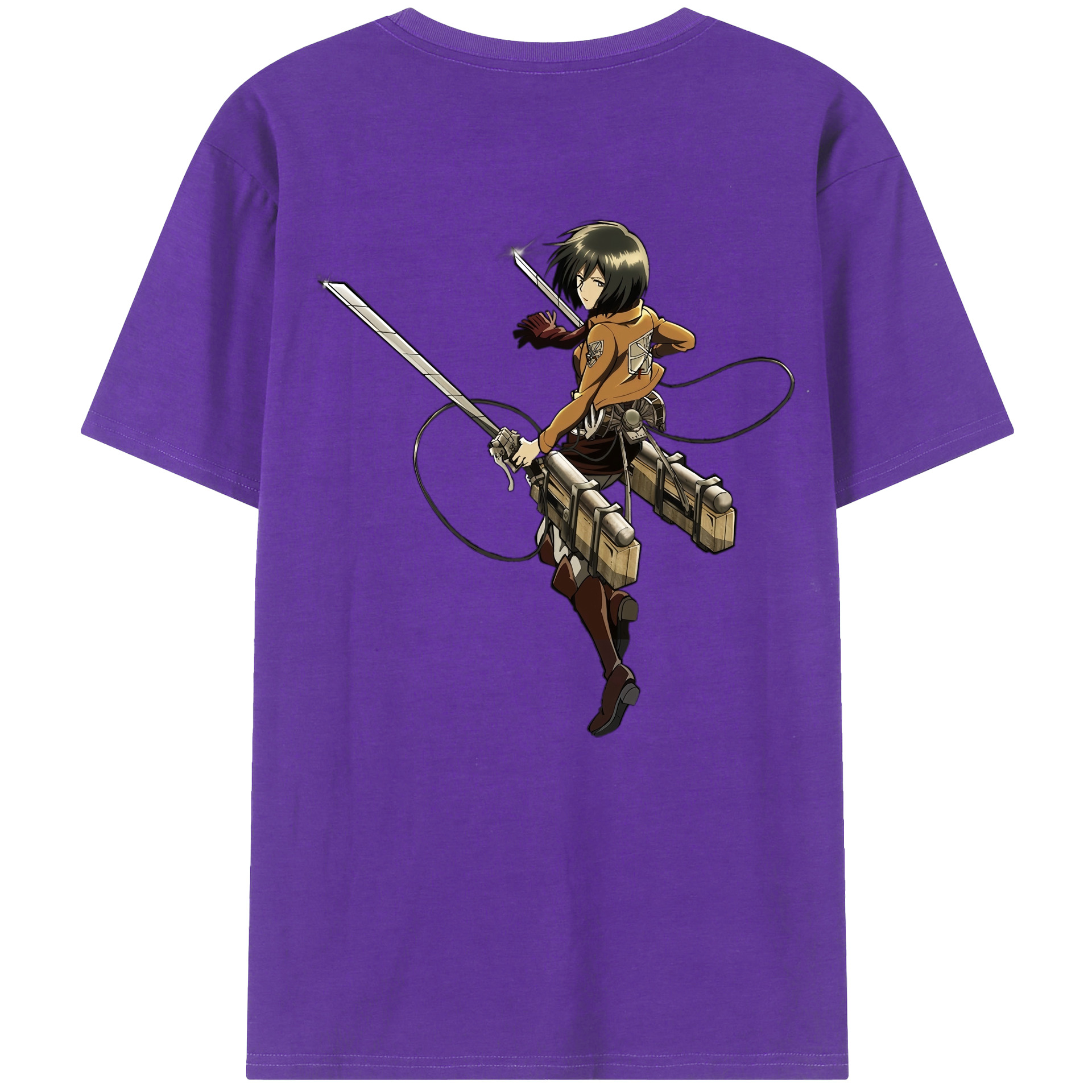 （画像用） 進撃の巨人 ミカサ·アッカーマン Attack on Titan Mikasa Ackerman 綿100％半袖Tシャツ（背面プリント）