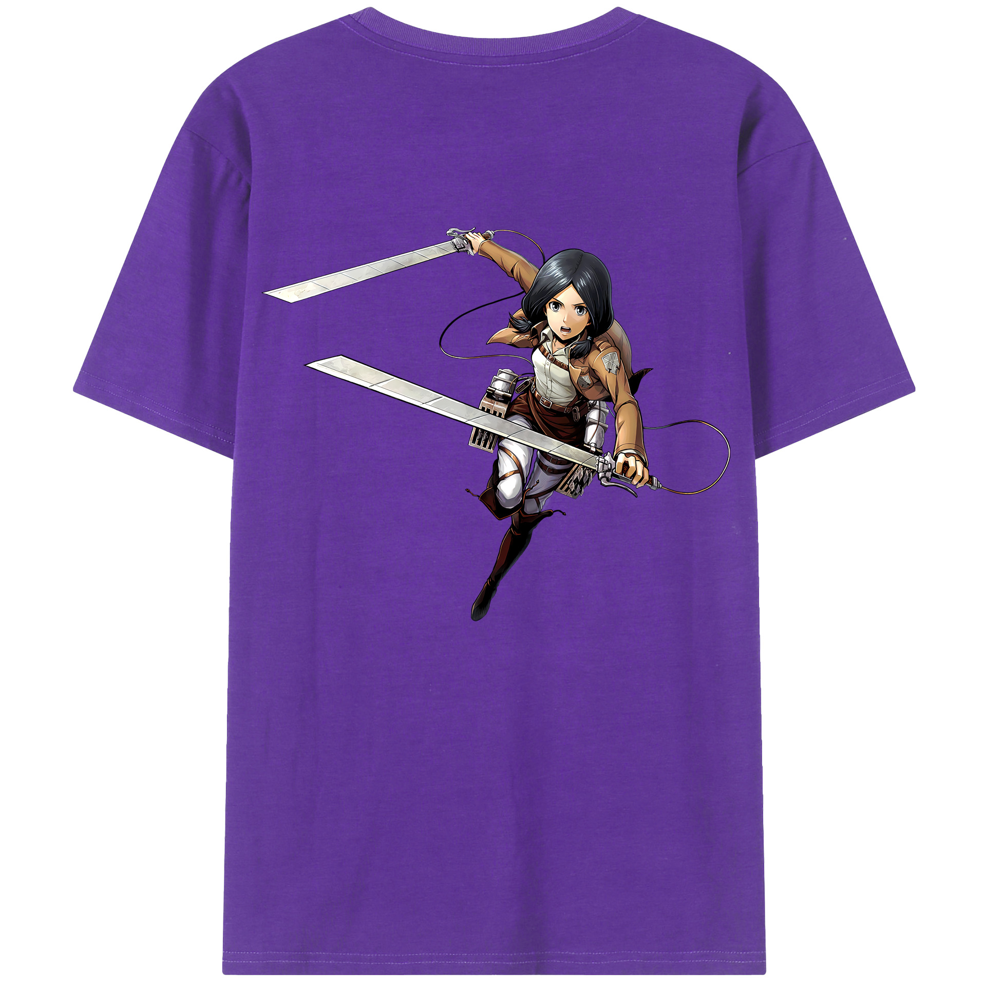 （画像用） 進撃の巨人 ミカサ·アッカーマン Attack on Titan Mikasa Ackerman 綿100％半袖Tシャツ（背面プリント）