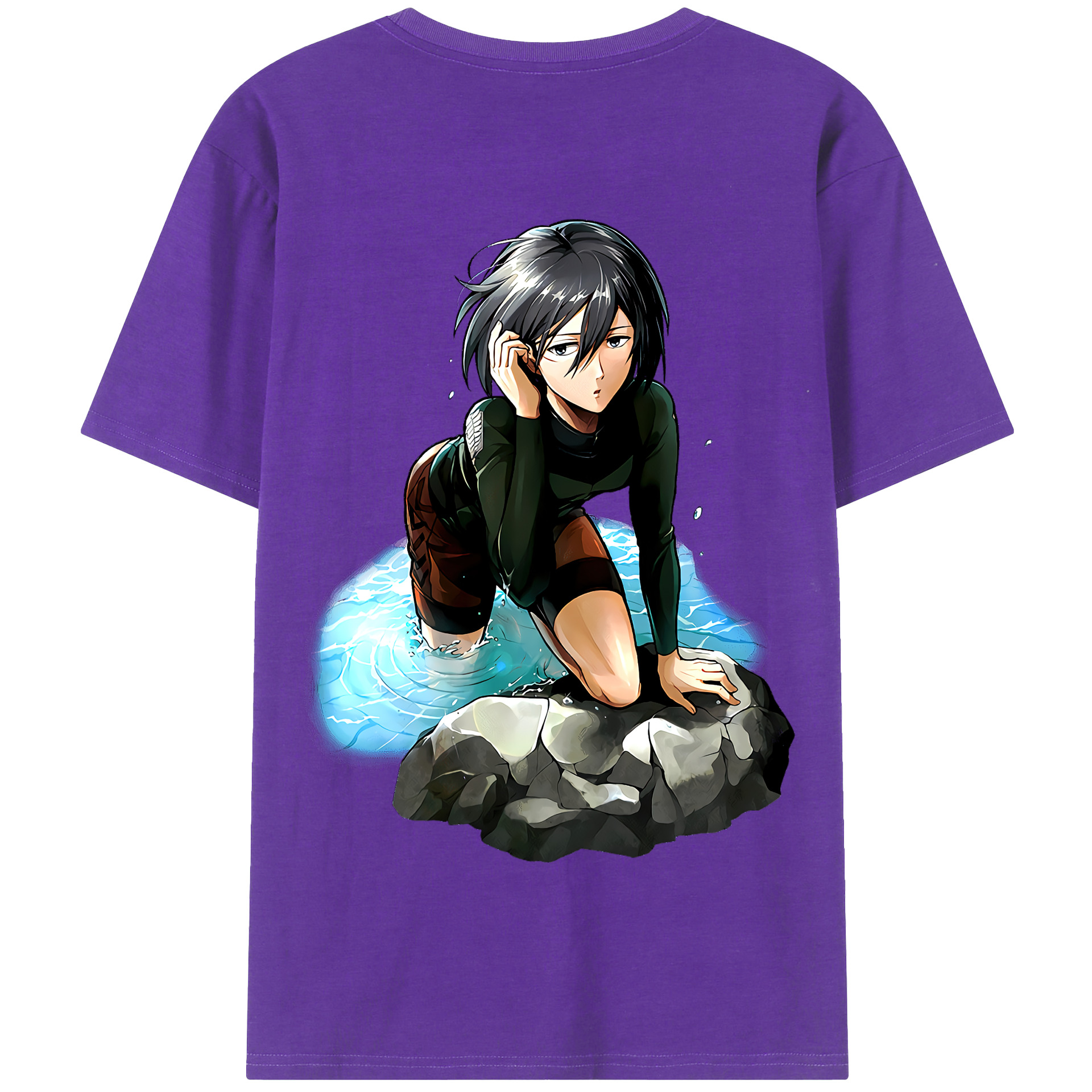 （画像用） 進撃の巨人 ミカサ·アッカーマン Attack on Titan Mikasa Ackerman 綿100％半袖Tシャツ（背面プリント）