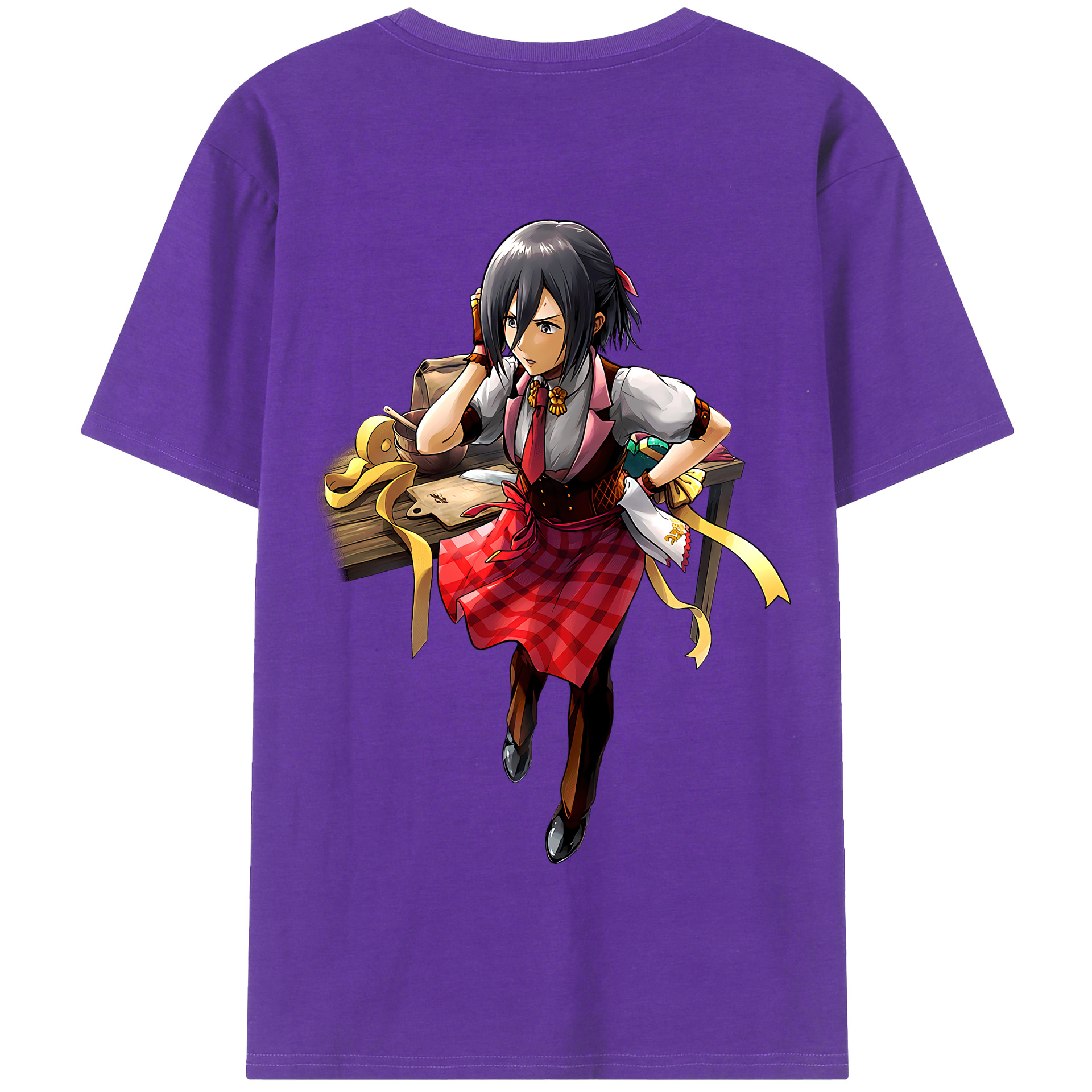 （画像用） 進撃の巨人 ミカサ·アッカーマン Attack on Titan Mikasa Ackerman 綿100％半袖Tシャツ（背面プリント）