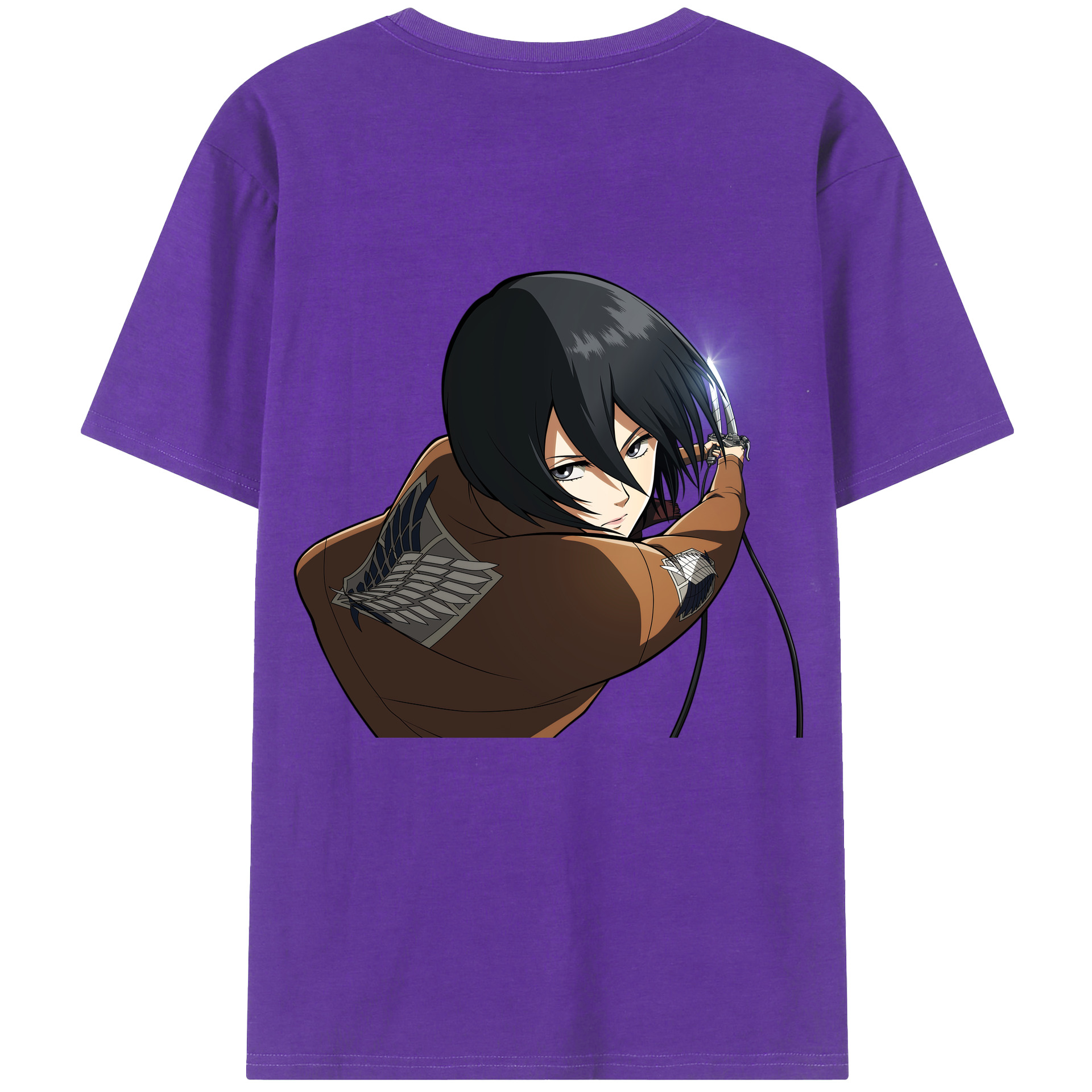 （画像用） 進撃の巨人 ミカサ·アッカーマン Attack on Titan Mikasa Ackerman 綿100％半袖Tシャツ（背面プリント）