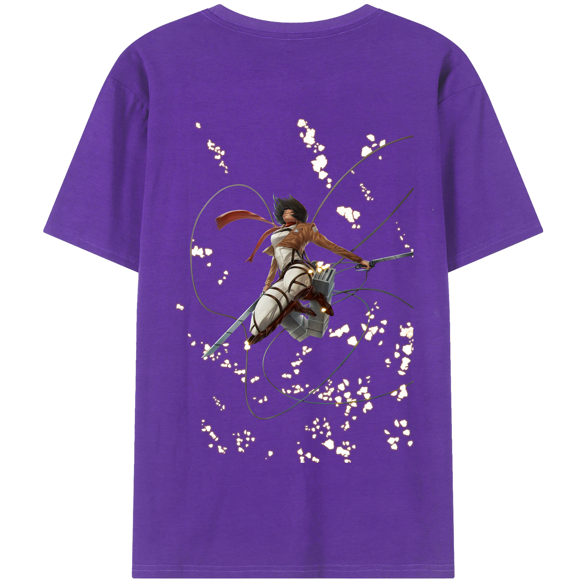 （画像用） 進撃の巨人 ミカサ·アッカーマン Attack on Titan Mikasa Ackerman 綿100％半袖Tシャツ（背面プリント）