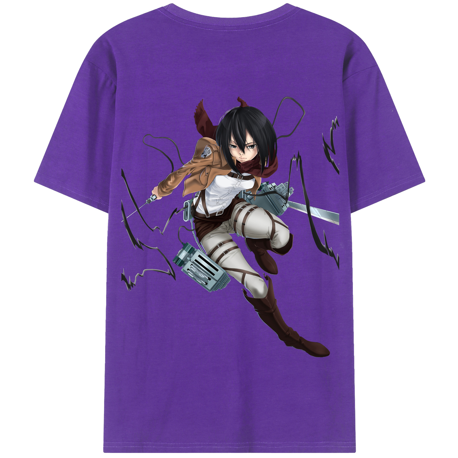 （画像用） 進撃の巨人 ミカサ·アッカーマン Attack on Titan Mikasa Ackerman 綿100％半袖Tシャツ（背面プリント）
