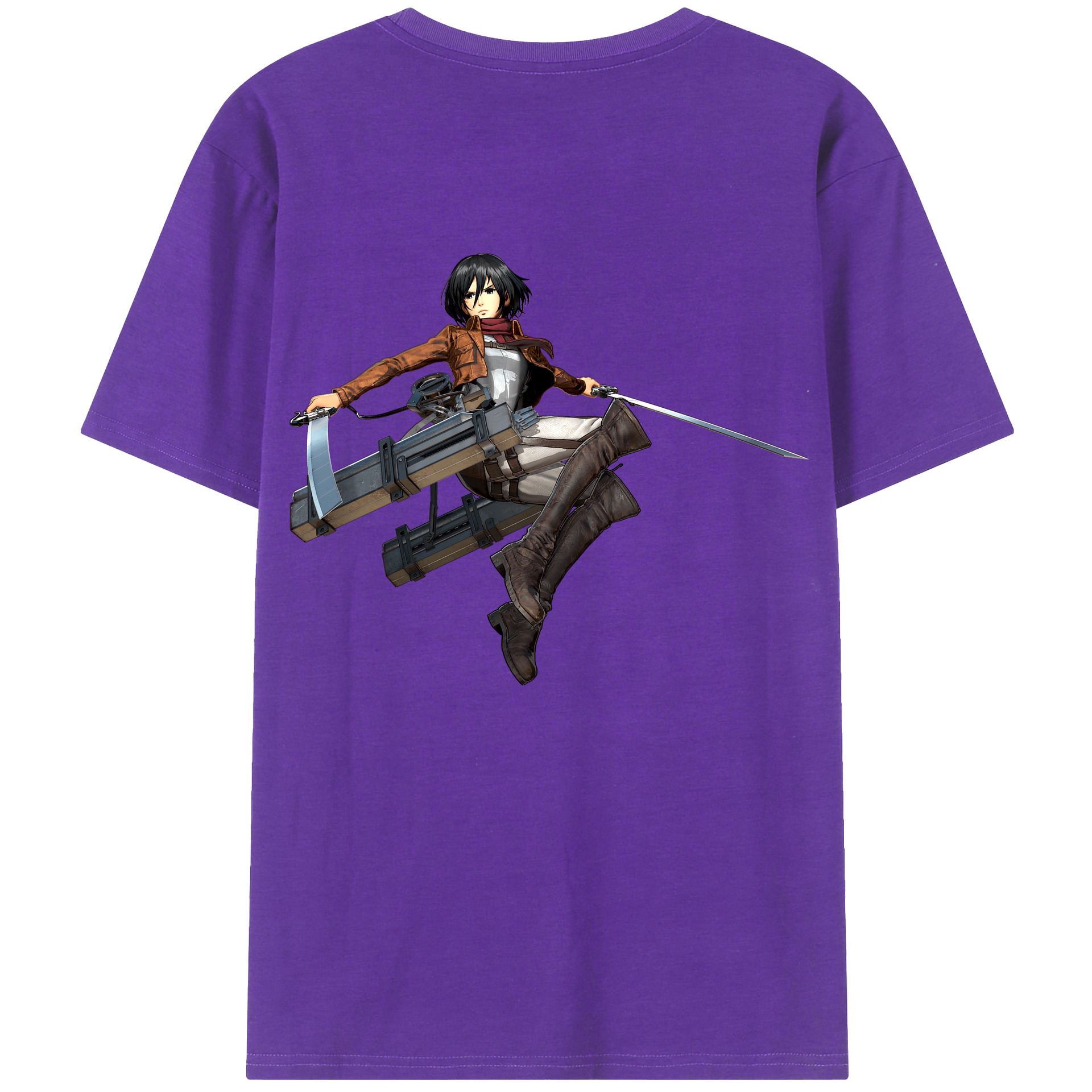（画像用） 進撃の巨人 ミカサ·アッカーマン Attack on Titan Mikasa Ackerman 綿100％半袖Tシャツ（背面プリント）