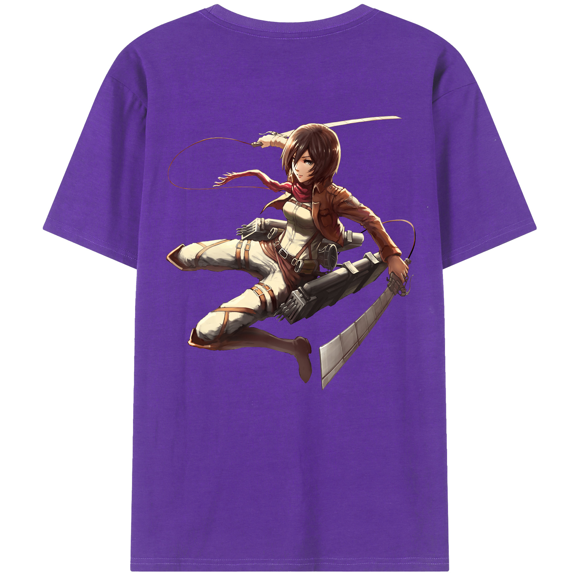 （画像用） 進撃の巨人 ミカサ·アッカーマン Attack on Titan Mikasa Ackerman 綿100％半袖Tシャツ（背面プリント）