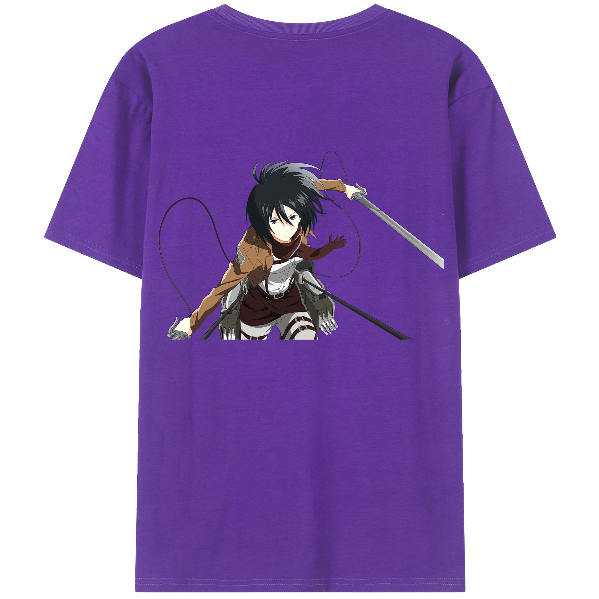 （画像用） 進撃の巨人 ミカサ·アッカーマン Attack on Titan Mikasa Ackerman 綿100％半袖Tシャツ（背面プリント）