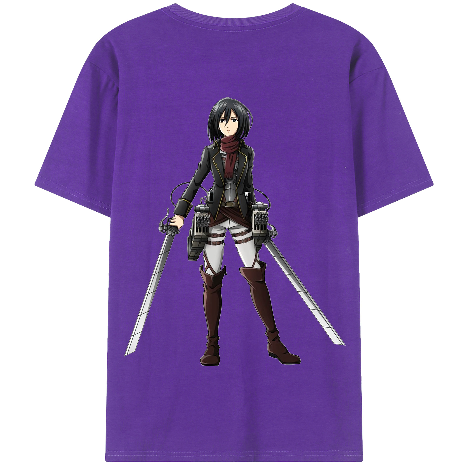 （画像用） 進撃の巨人 ミカサ·アッカーマン Attack on Titan Mikasa Ackerman 綿100％半袖Tシャツ（背面プリント）