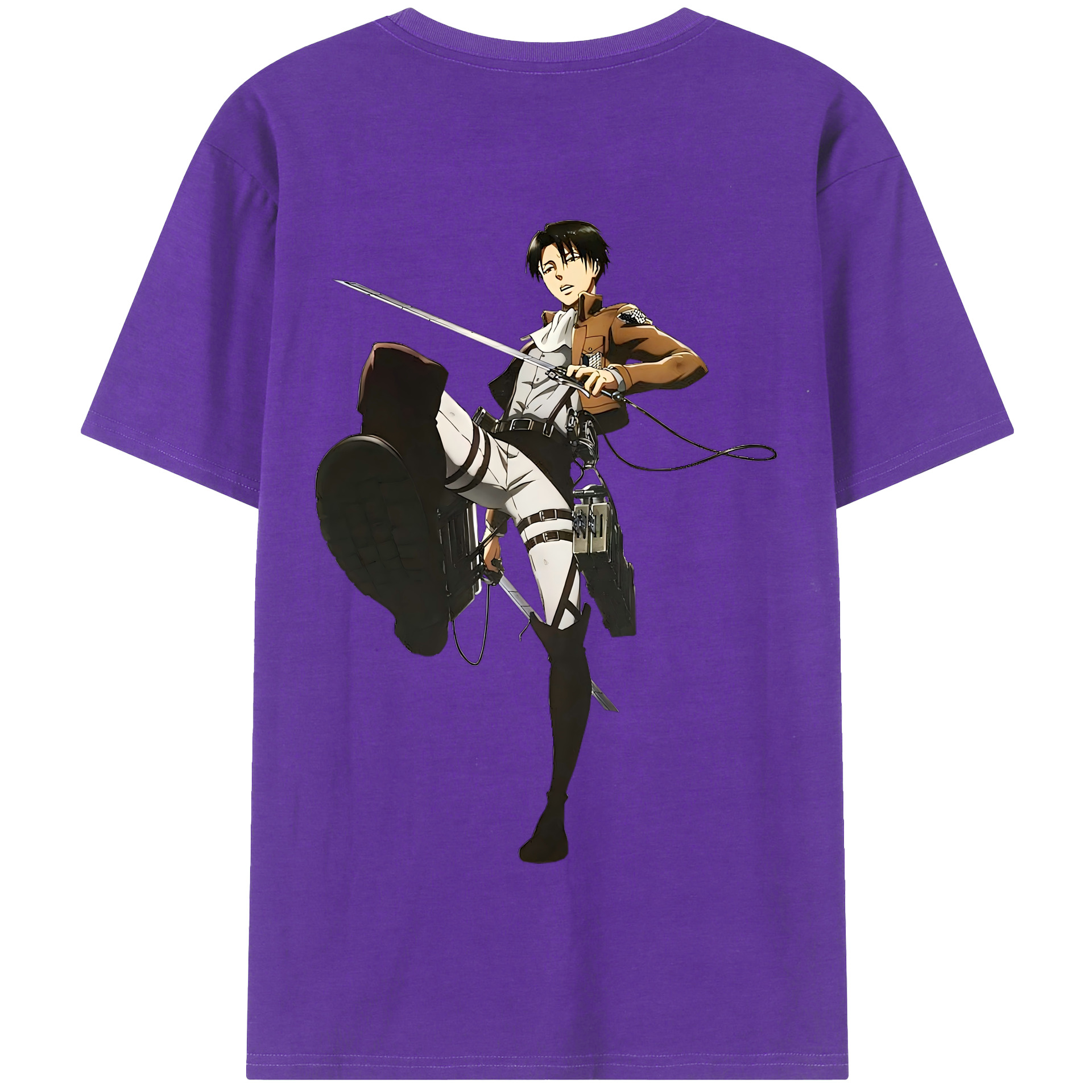 （画像用） 進撃の巨人 リヴァイ·アッカーマン Attack on Titan Levi Ackerman 綿100％半袖Tシャツ（背面プリント）