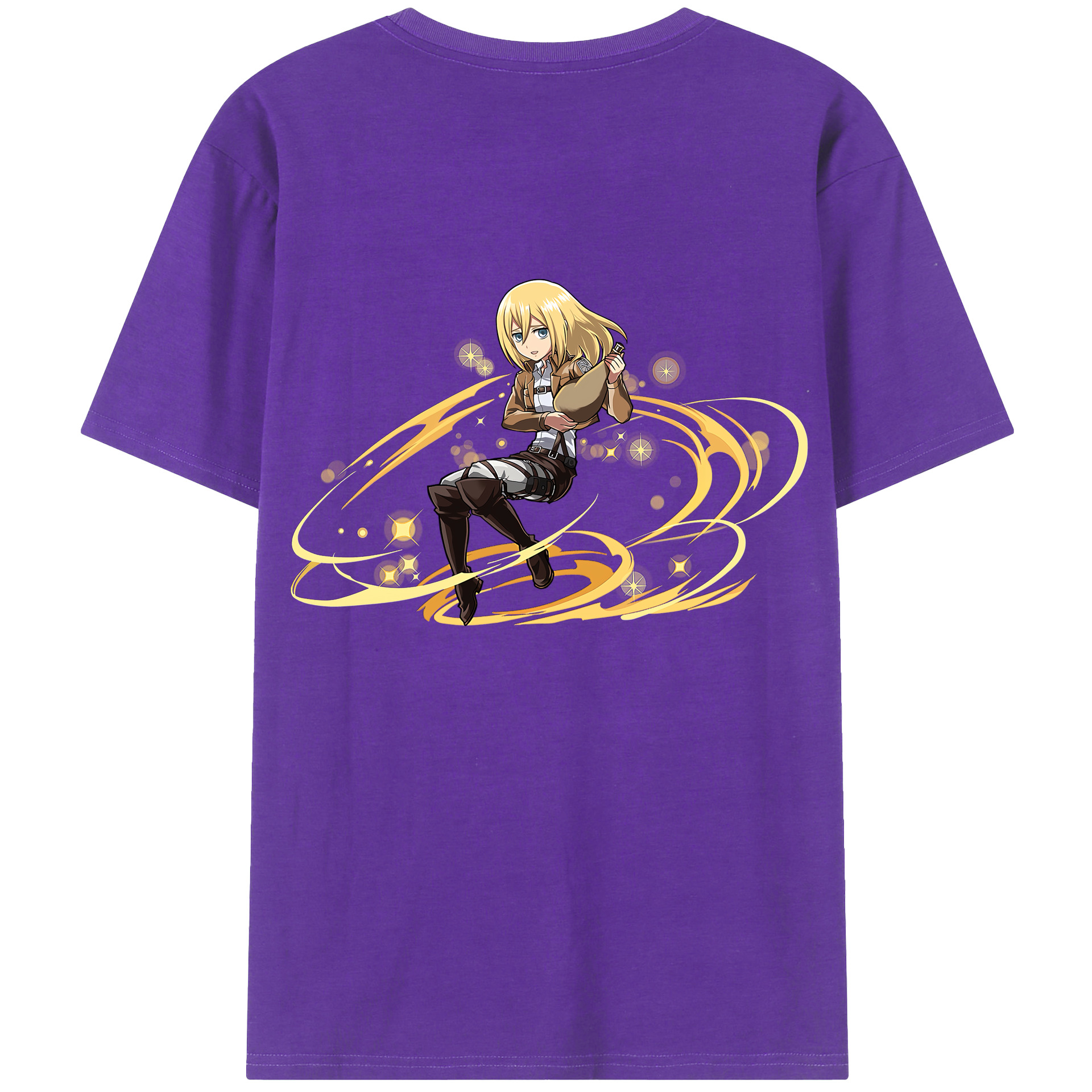 （画像用） 進撃の巨人 クリスタ·レンズ Attack on Titan Christa Lenz 綿100％半袖Tシャツ（背面プリント）