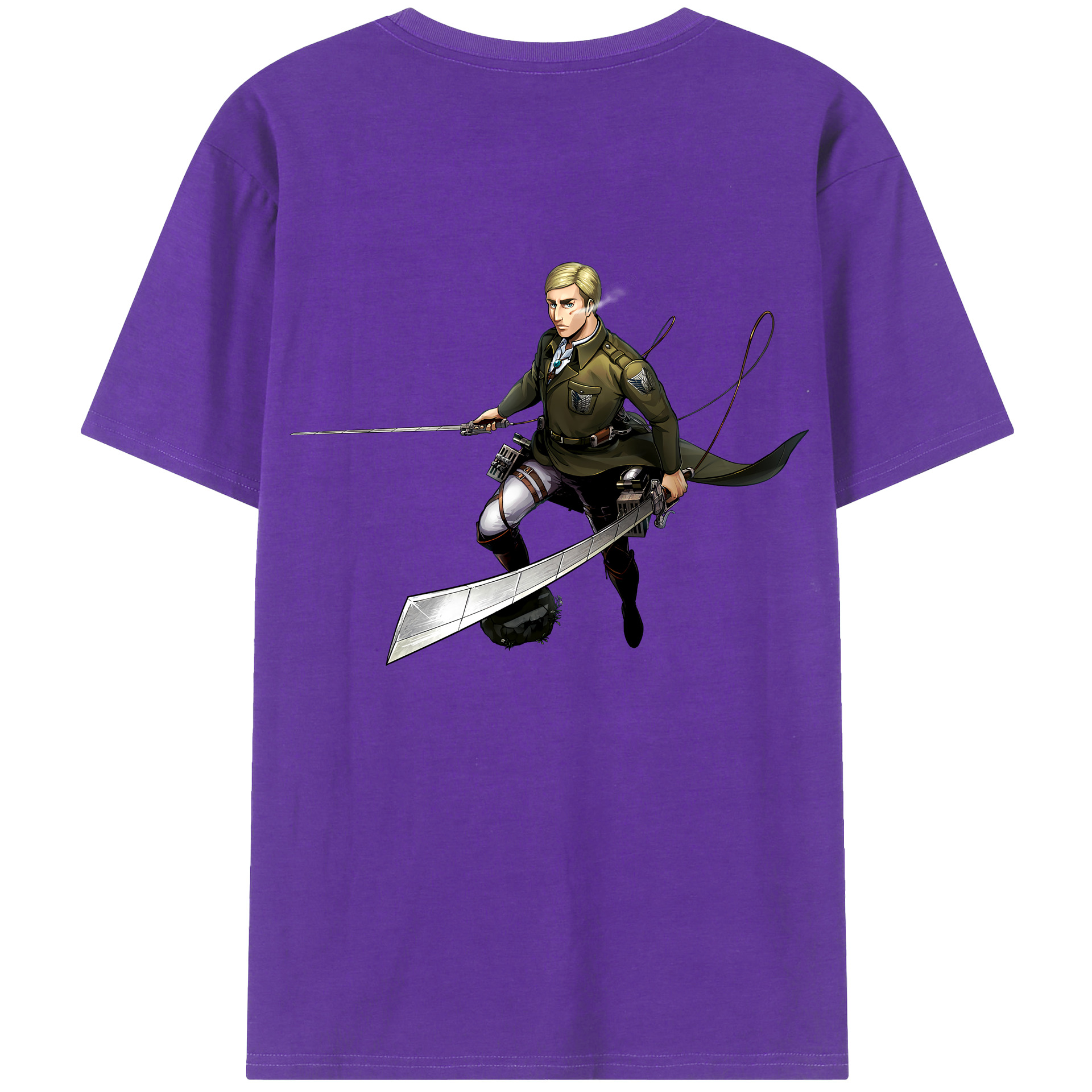 （画像用） 進撃の巨人 エルヴィン・スミス Attack on Titan Erwin Smith 綿100％半袖Tシャツ（背面プリント）