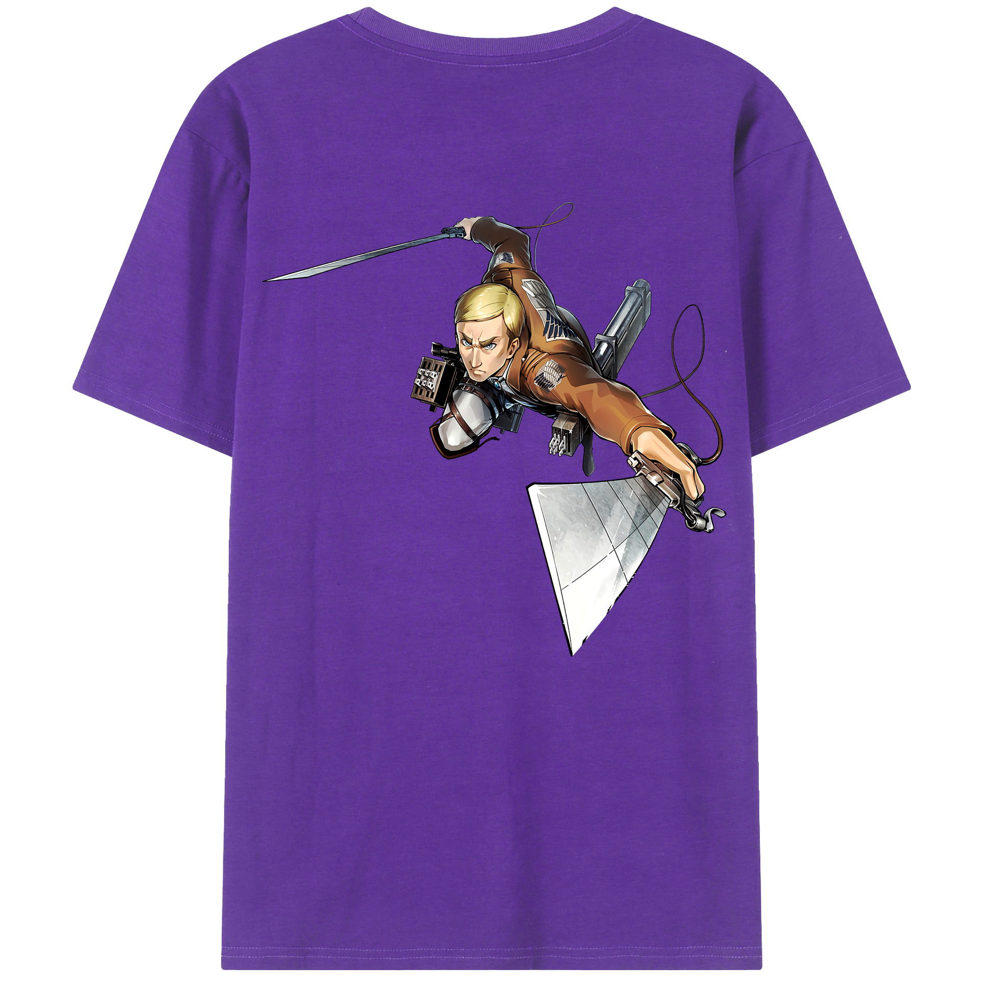 （画像用） 進撃の巨人 エルヴィン・スミス Attack on Titan Erwin Smith 綿100％半袖Tシャツ（背面プリント）