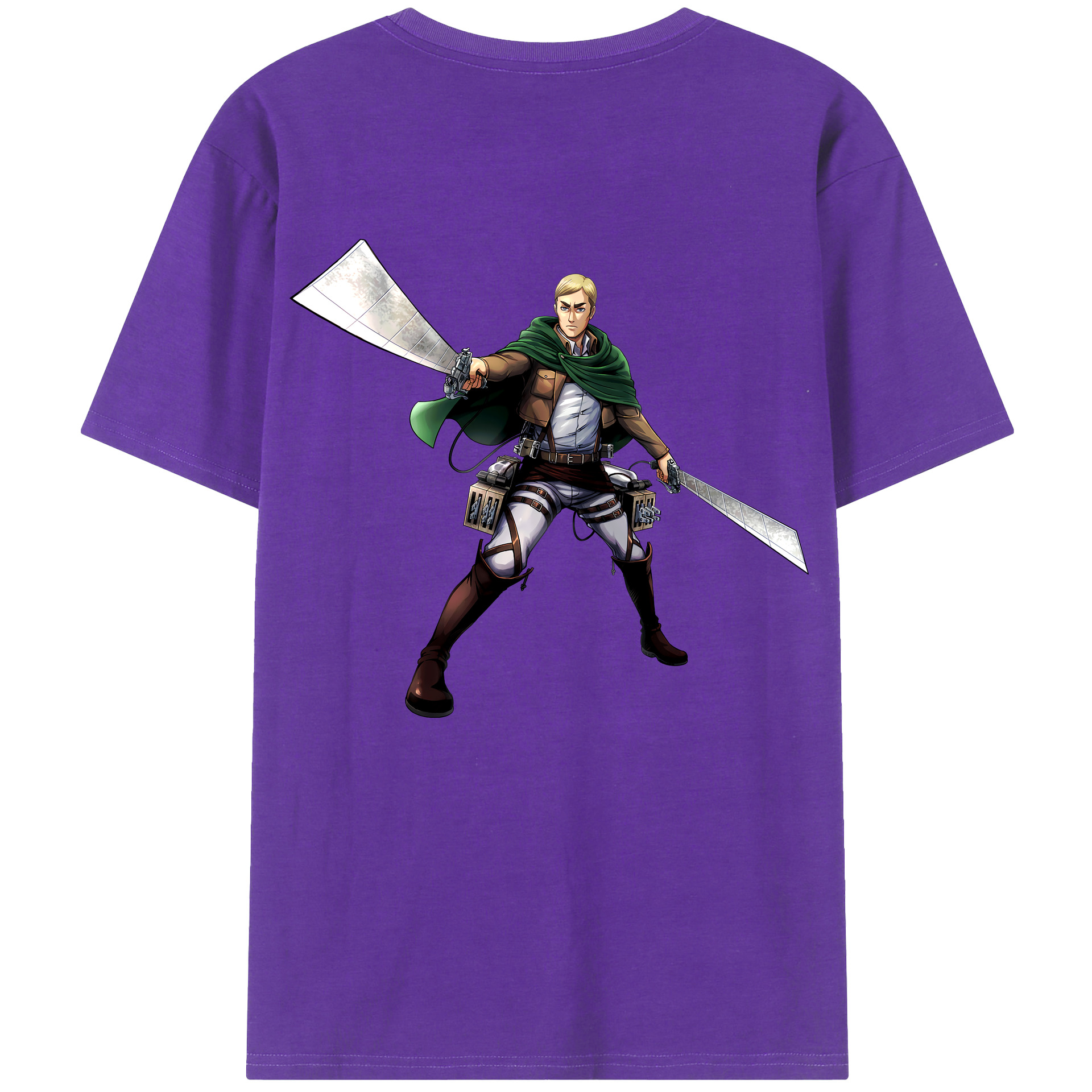（画像用） 進撃の巨人 エルヴィン・スミス Attack on Titan Erwin Smith 綿100％半袖Tシャツ（背面プリント）