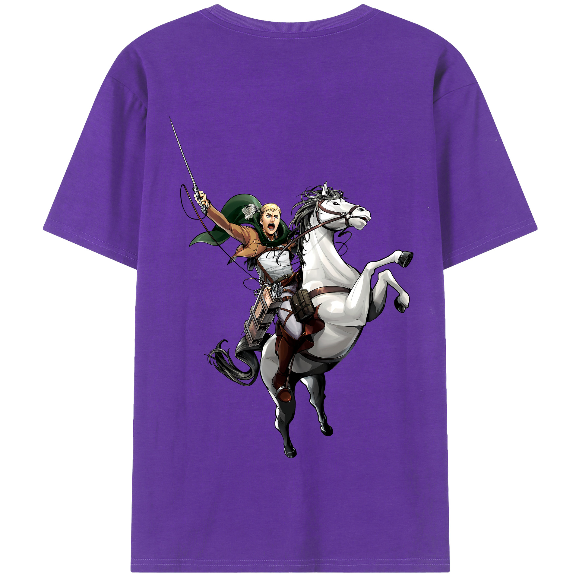 （画像用） 進撃の巨人 エルヴィン・スミス Attack on Titan Erwin Smith 綿100％半袖Tシャツ（背面プリント）