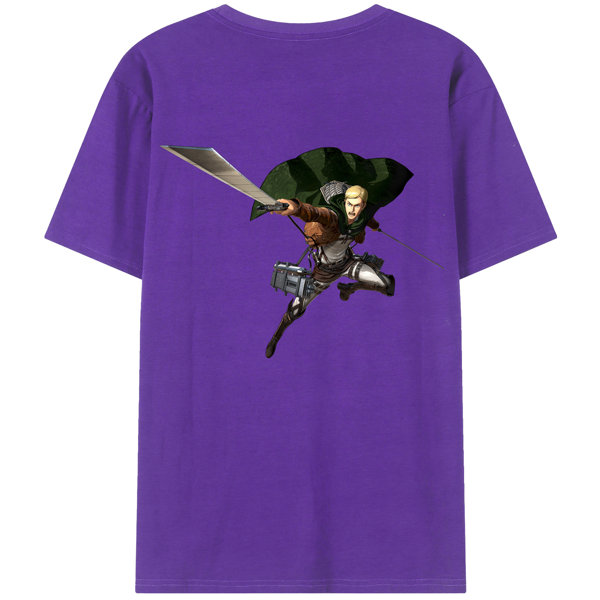 （画像用） 進撃の巨人 エルヴィン・スミス Attack on Titan Erwin Smith 綿100％半袖Tシャツ（背面プリント）