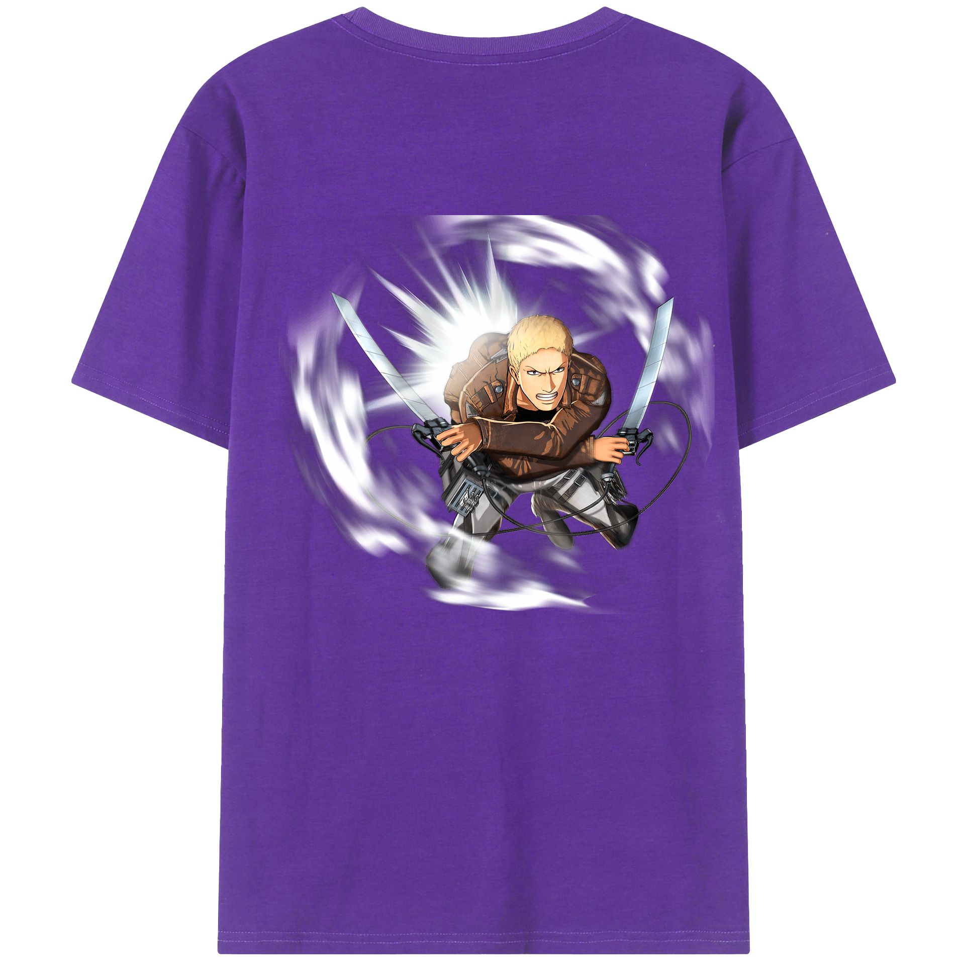 （画像用） 進撃の巨人 ライナー・ブラウン Attack on Titan Reiner Braun 綿100％半袖Tシャツ（背面プリント）