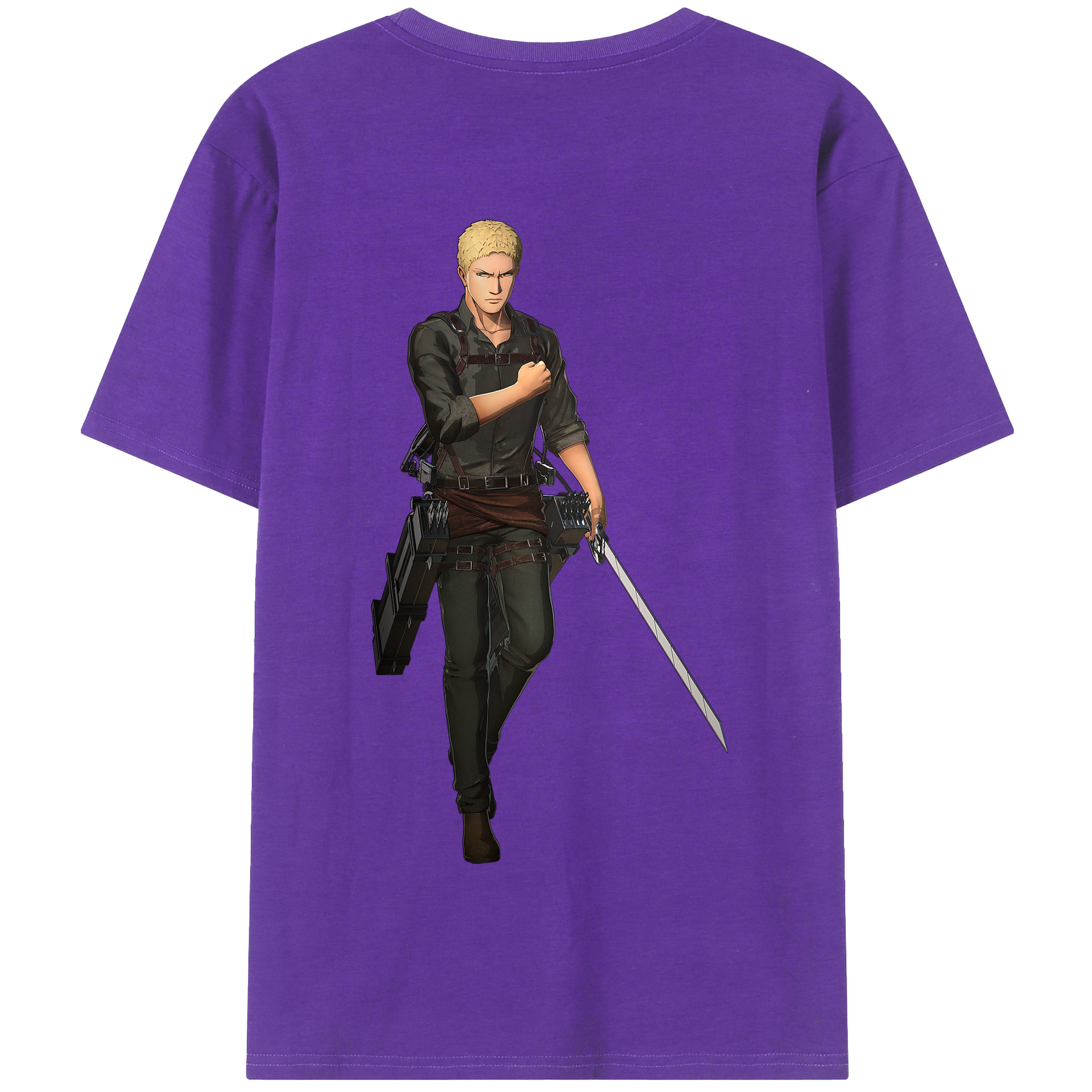 （画像用） 進撃の巨人 ライナー・ブラウン Attack on Titan Reiner Braun 綿100％半袖Tシャツ（背面プリント）