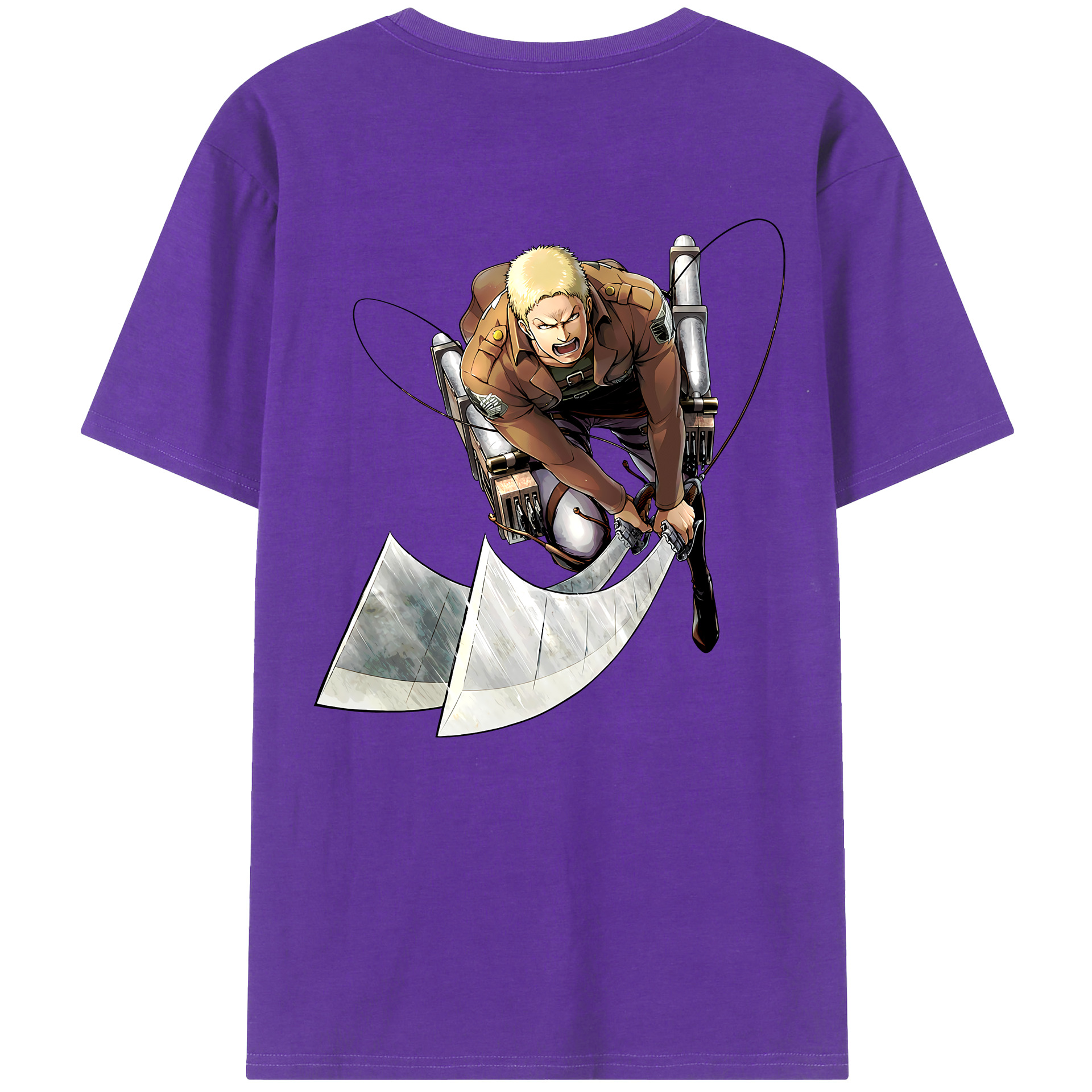 （画像用） 進撃の巨人 ライナー・ブラウン Attack on Titan Reiner Braun 綿100％半袖Tシャツ（背面プリント）