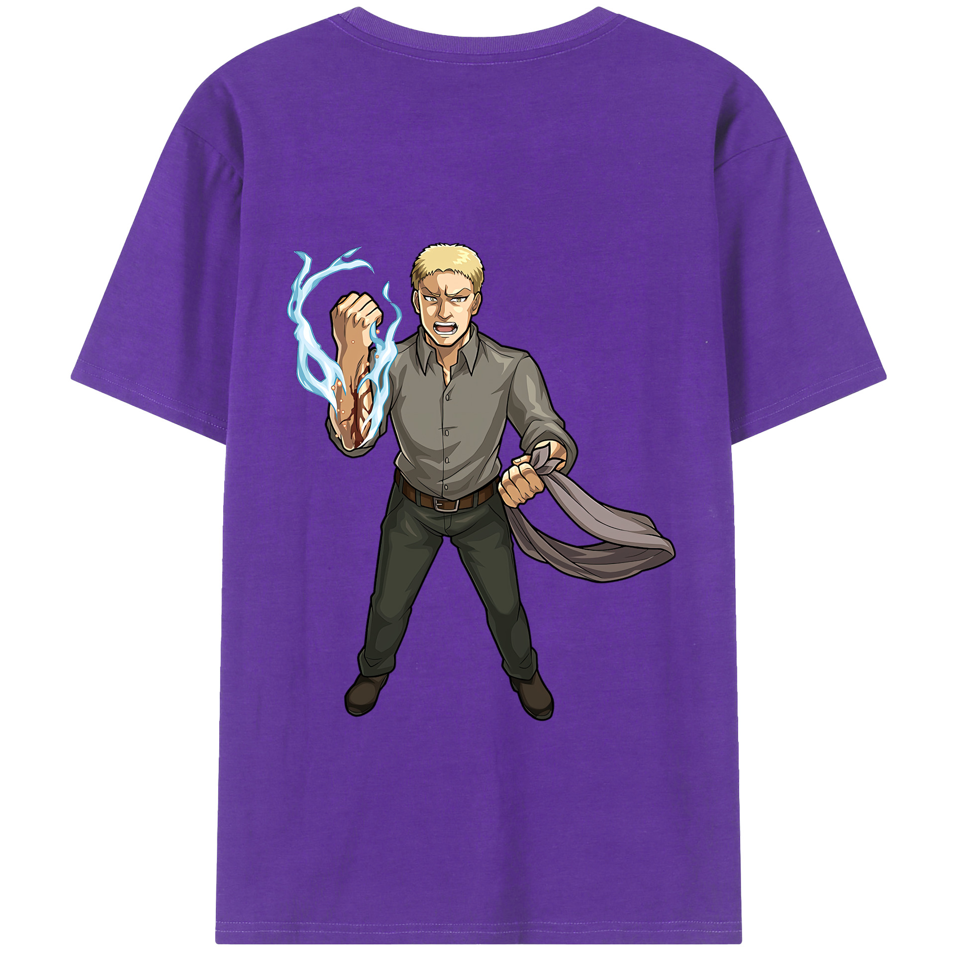 （画像用） 進撃の巨人 ライナー・ブラウン Attack on Titan Reiner Braun 綿100％半袖Tシャツ（背面プリント）