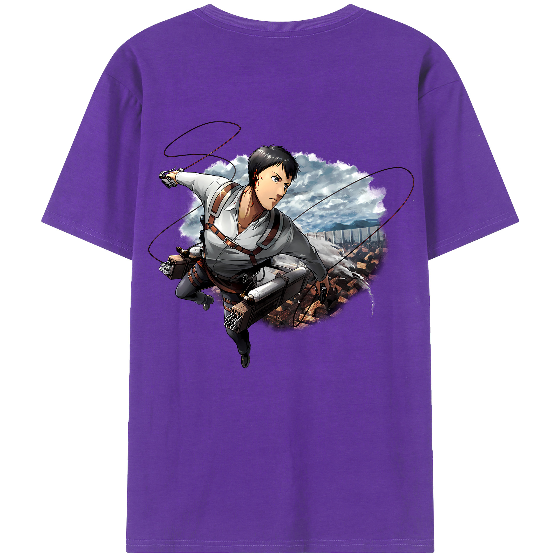 （画像用） 進撃の巨人 ベルトルト・フーバー Attack on Titan Bertholdt Hoover 綿100％半袖Tシャツ（背面プリント）
