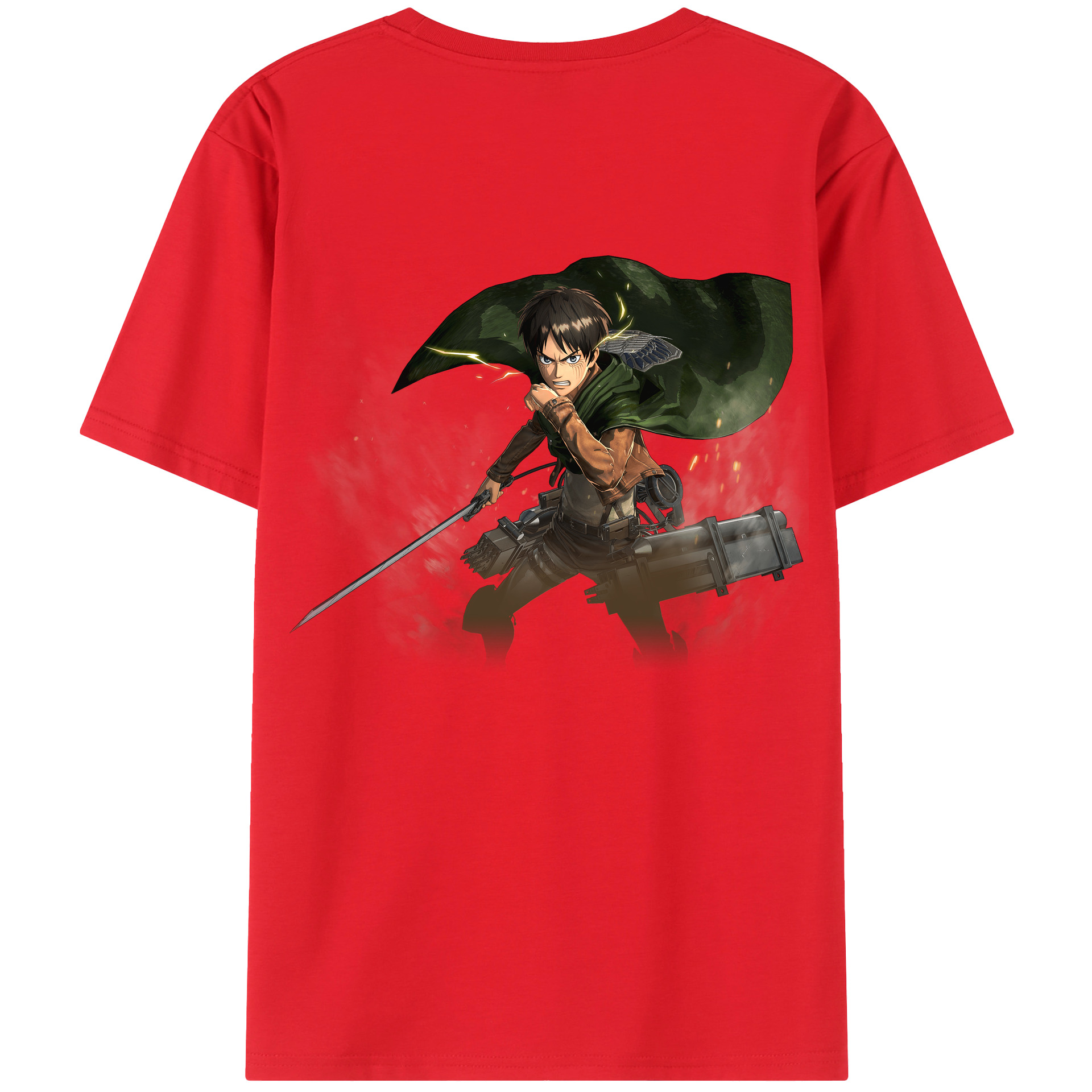 （画像用） 進撃の巨人 エレン･イェーガー Attack on Titan Eren Jäger 綿100％半袖Tシャツ（背面プリント）