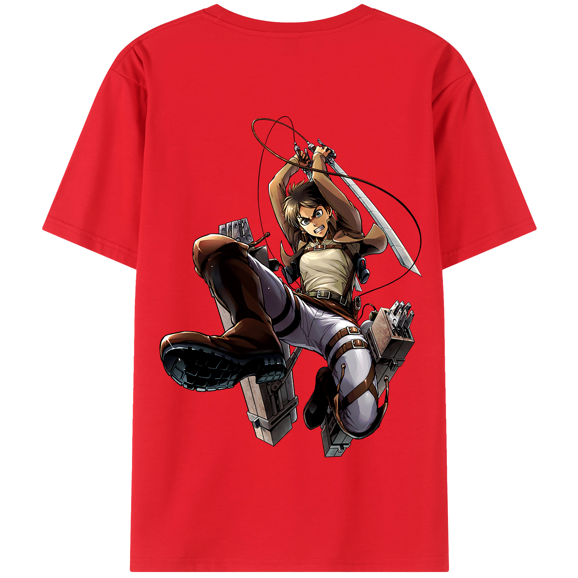 （画像用） 進撃の巨人 エレン･イェーガー Attack on Titan Eren Jäger 綿100％半袖Tシャツ（背面プリント）