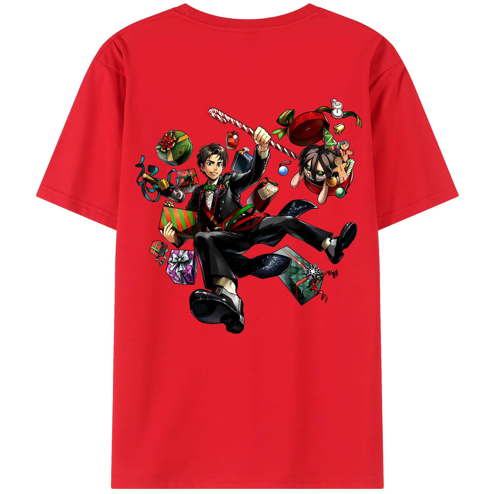 （画像用） 進撃の巨人 エレン･イェーガー Attack on Titan Eren Jäger 綿100％半袖Tシャツ（背面プリント）